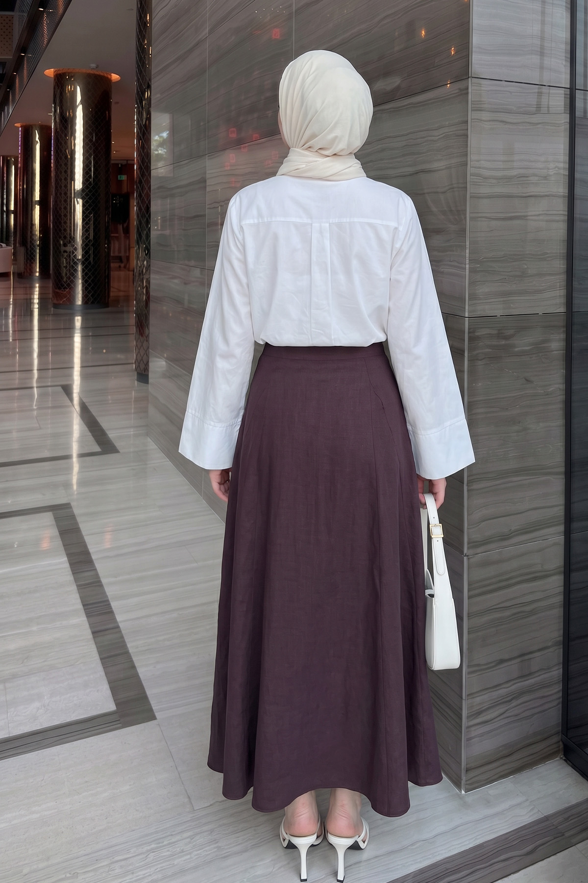 Parçalı Kloş Etek Y0131 - VİŞNE ÇÜRÜĞÜ |  