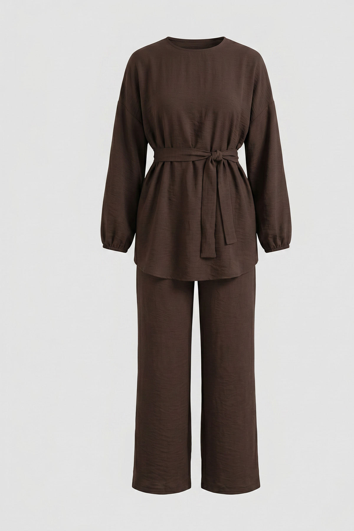 Bel Lastik Detaylı İkili Takım Y0132 - ACI KAHVE |  