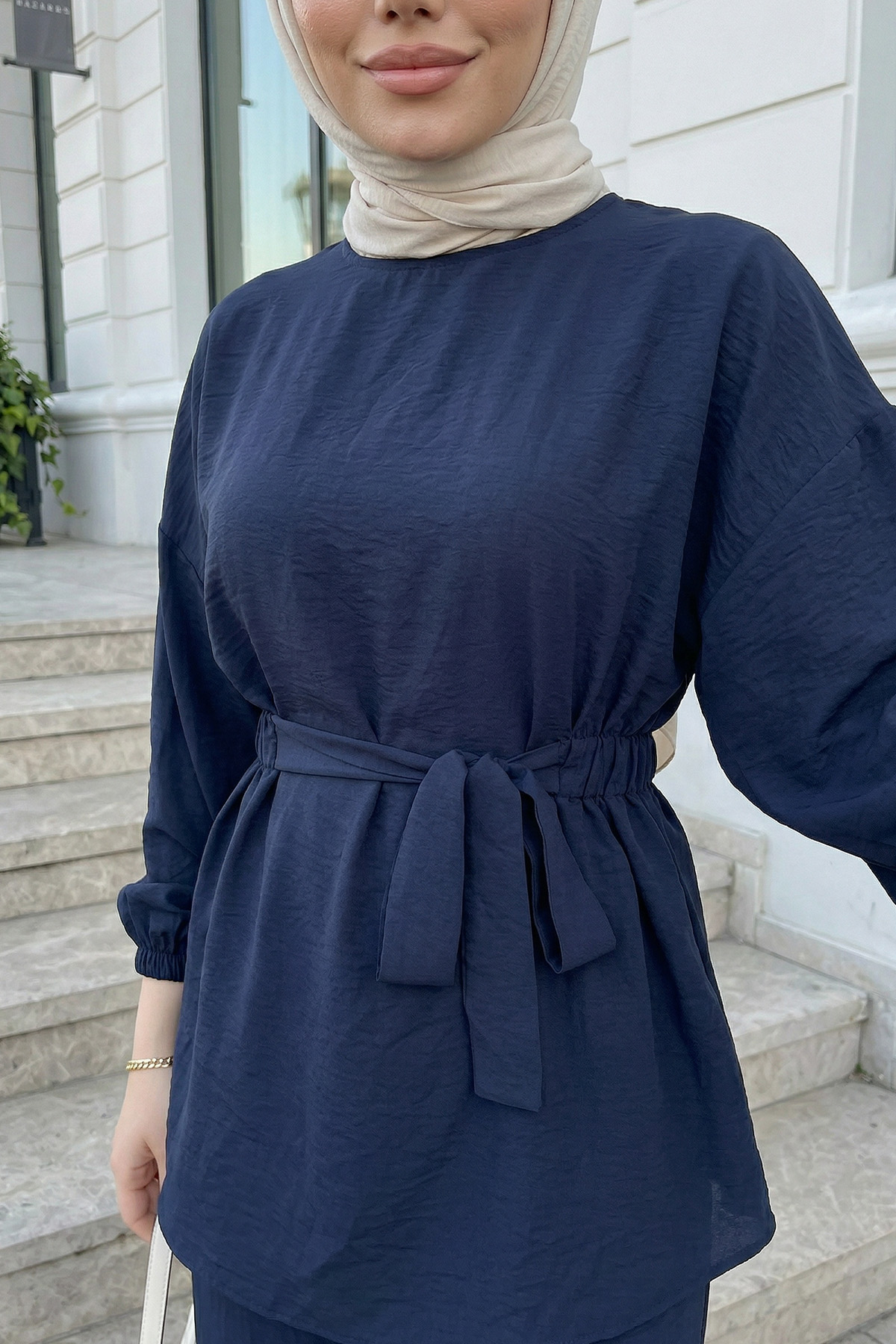 Bel Lastik Detaylı İkili Takım Y0132 - LACİVERT |  