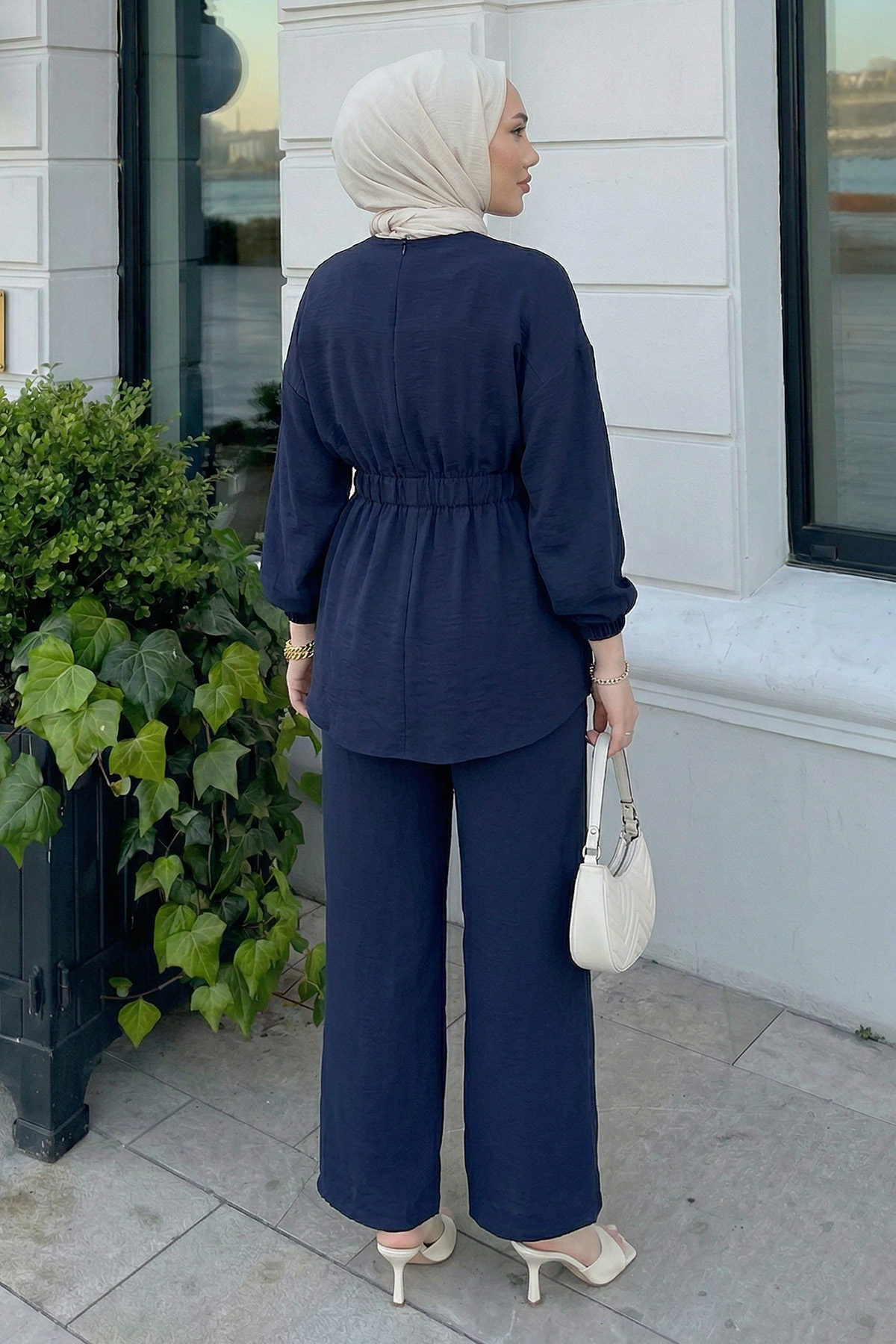 Bel Lastik Detaylı İkili Takım Y0132 - LACİVERT |  