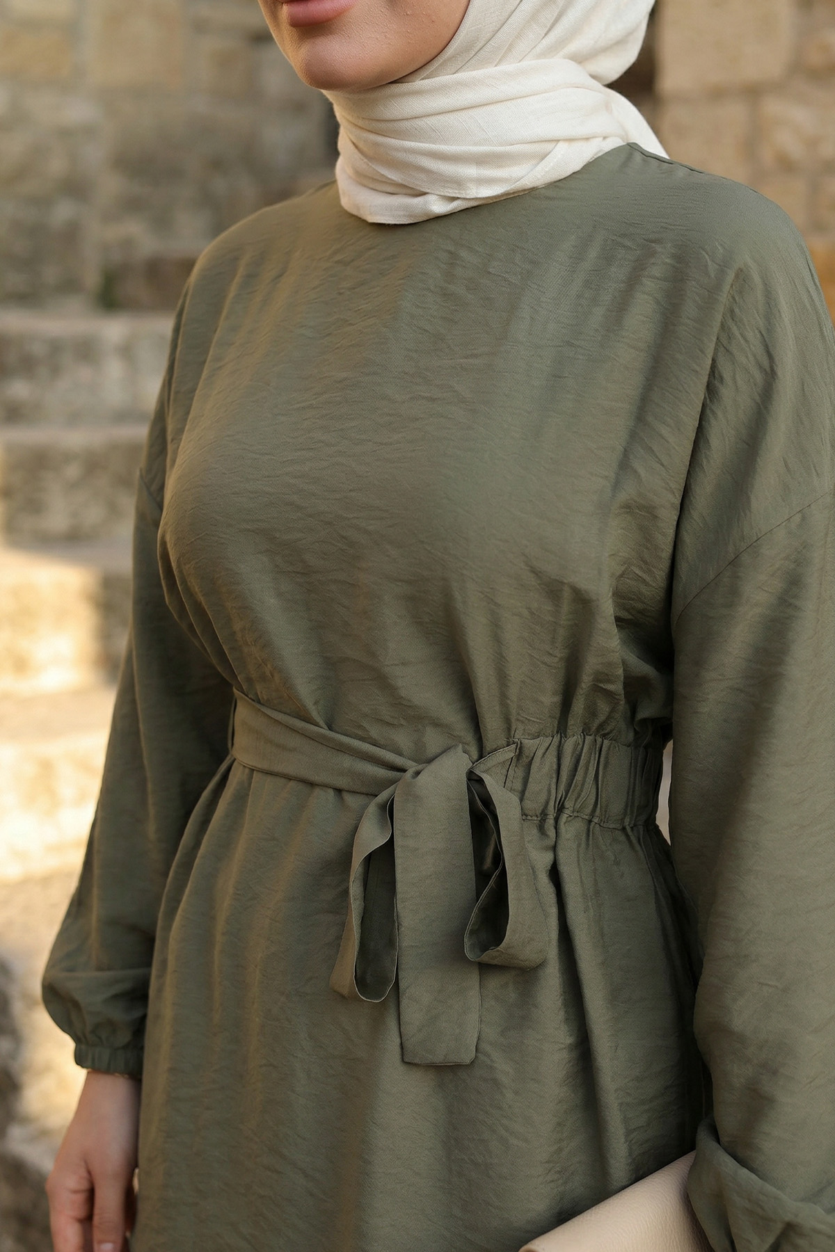 Bel Lastik Detaylı İkili Takım Y0132 - HAKİ |  