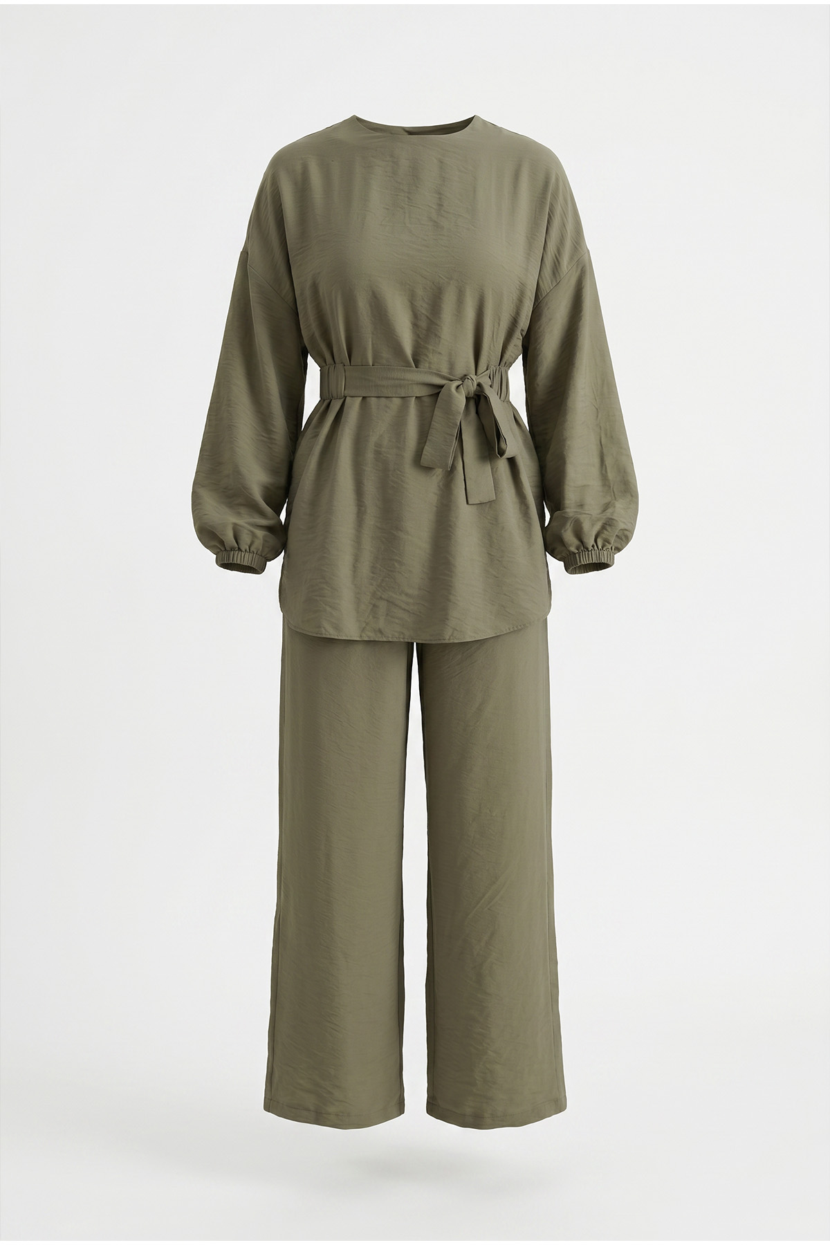 Bel Lastik Detaylı İkili Takım Y0132 - HAKİ |  