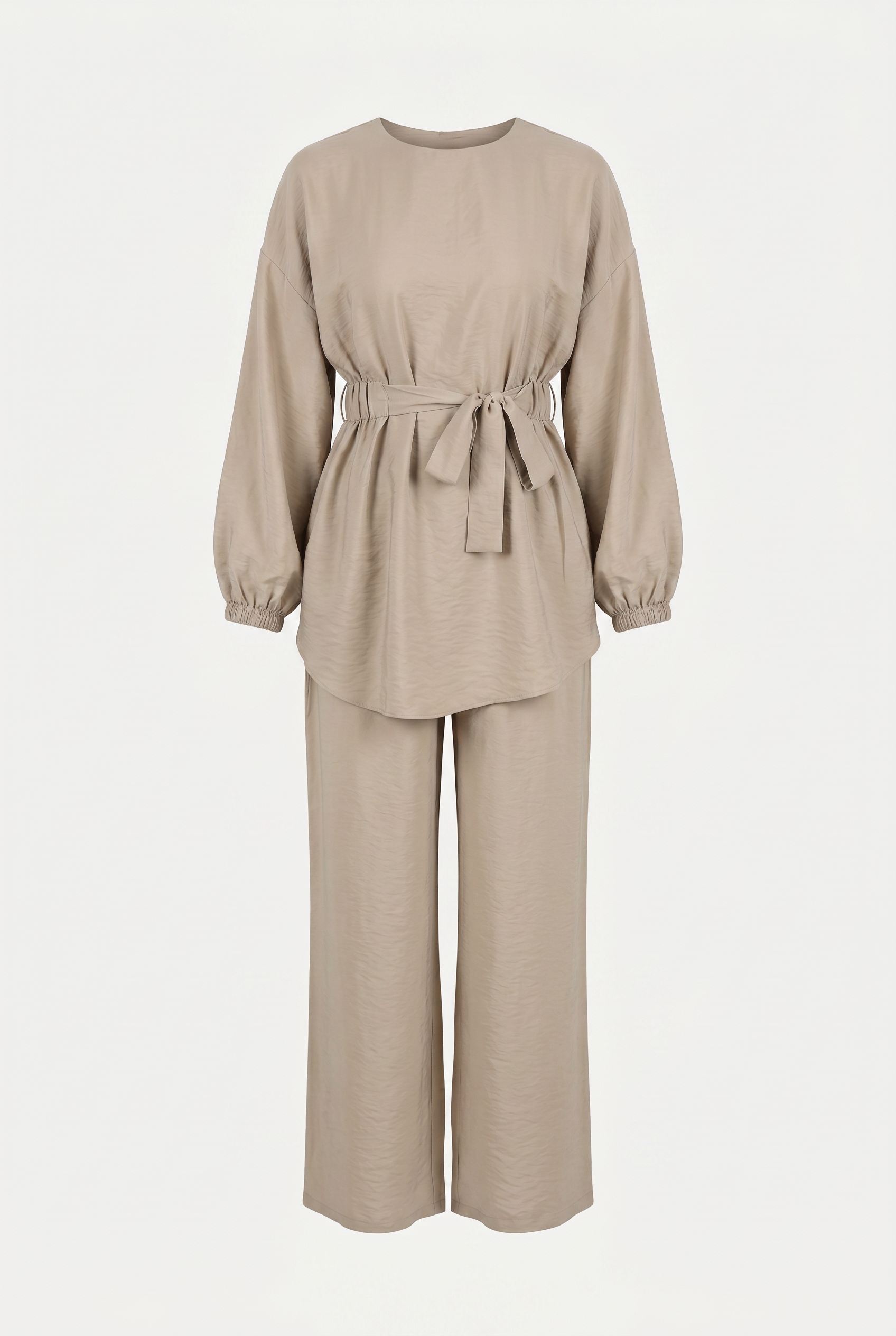 Bel Lastik Detaylı İkili Takım Y0132 - TAŞ RENGİ |  