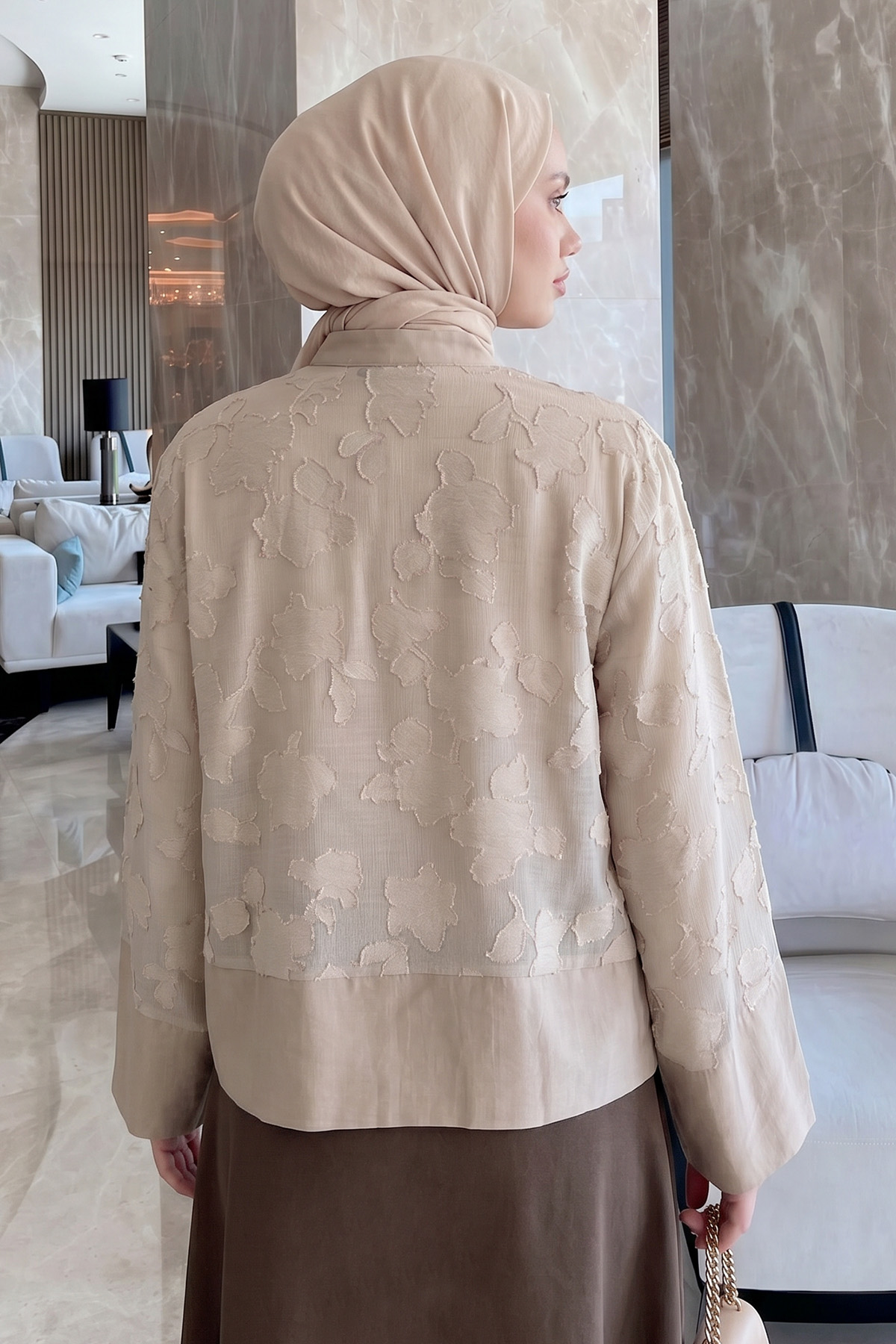 Garnili Midi Gömlek Y0138 - TAŞ RENGİ |  