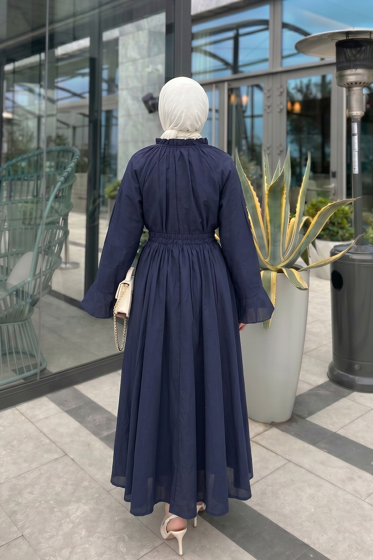 Kloş Etekli Keten Takım 9357335 - LACİVERT |  