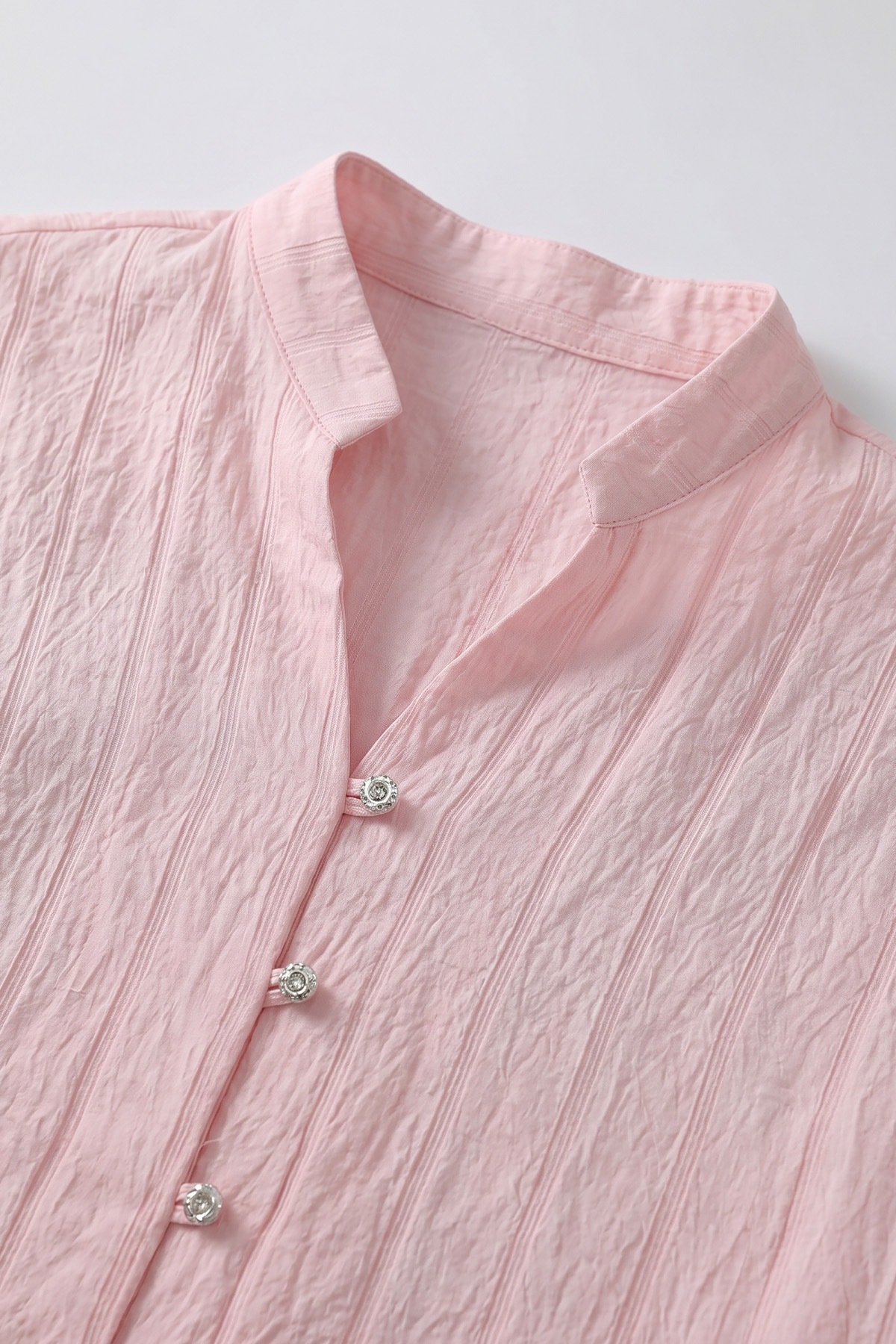 Degaje Yaka Çizgili Gömlek Y0121 - AÇIK PEMBE |  