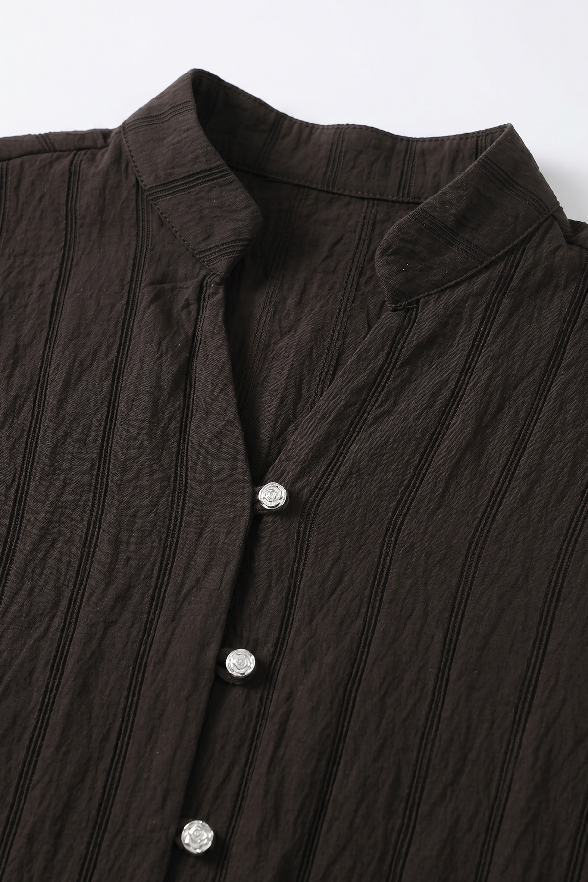 Degaje Yaka Çizgili Gömlek Y0121 - ACI KAHVE |  