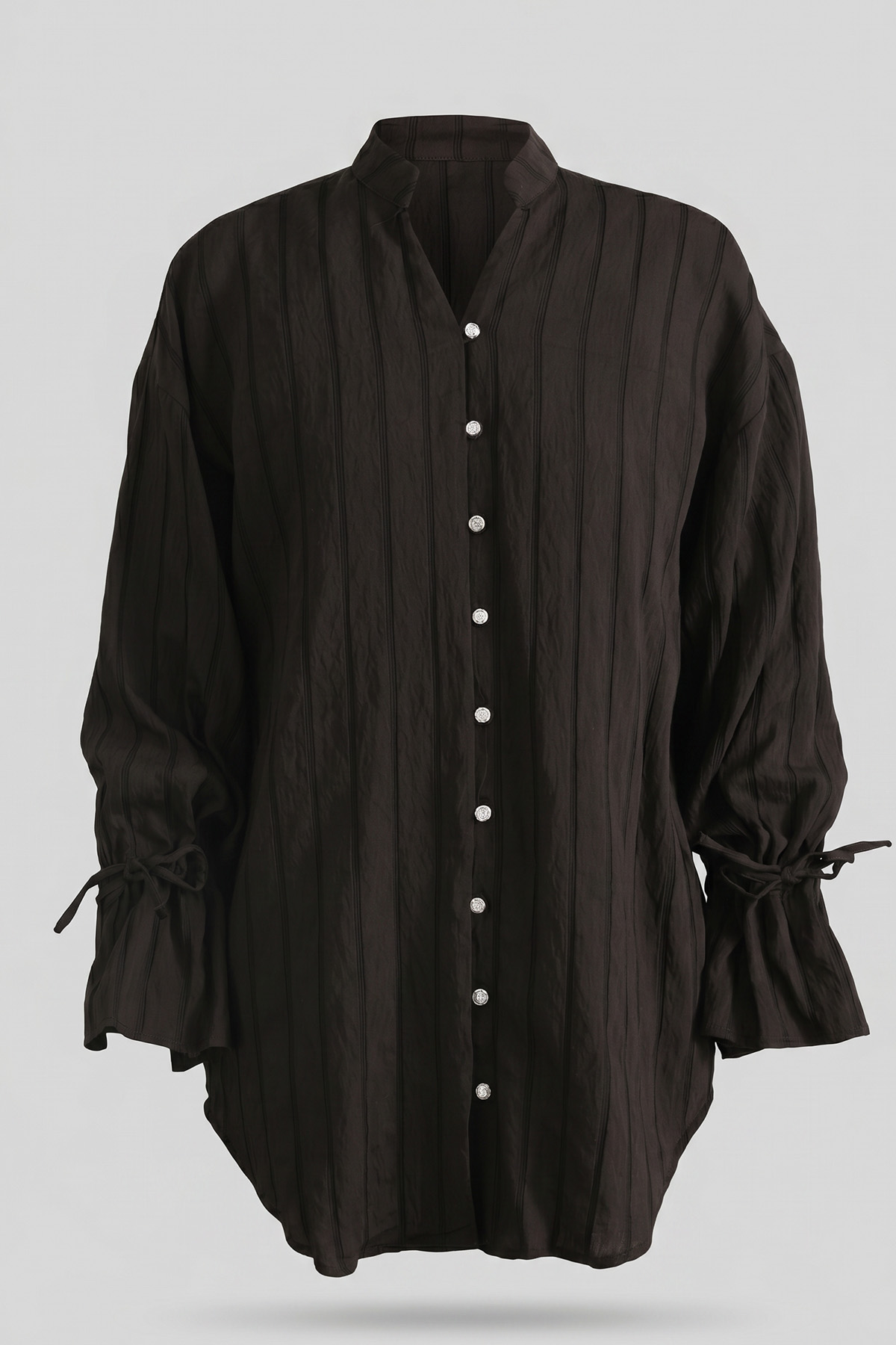 Degaje Yaka Çizgili Gömlek Y0121 - ACI KAHVE |  