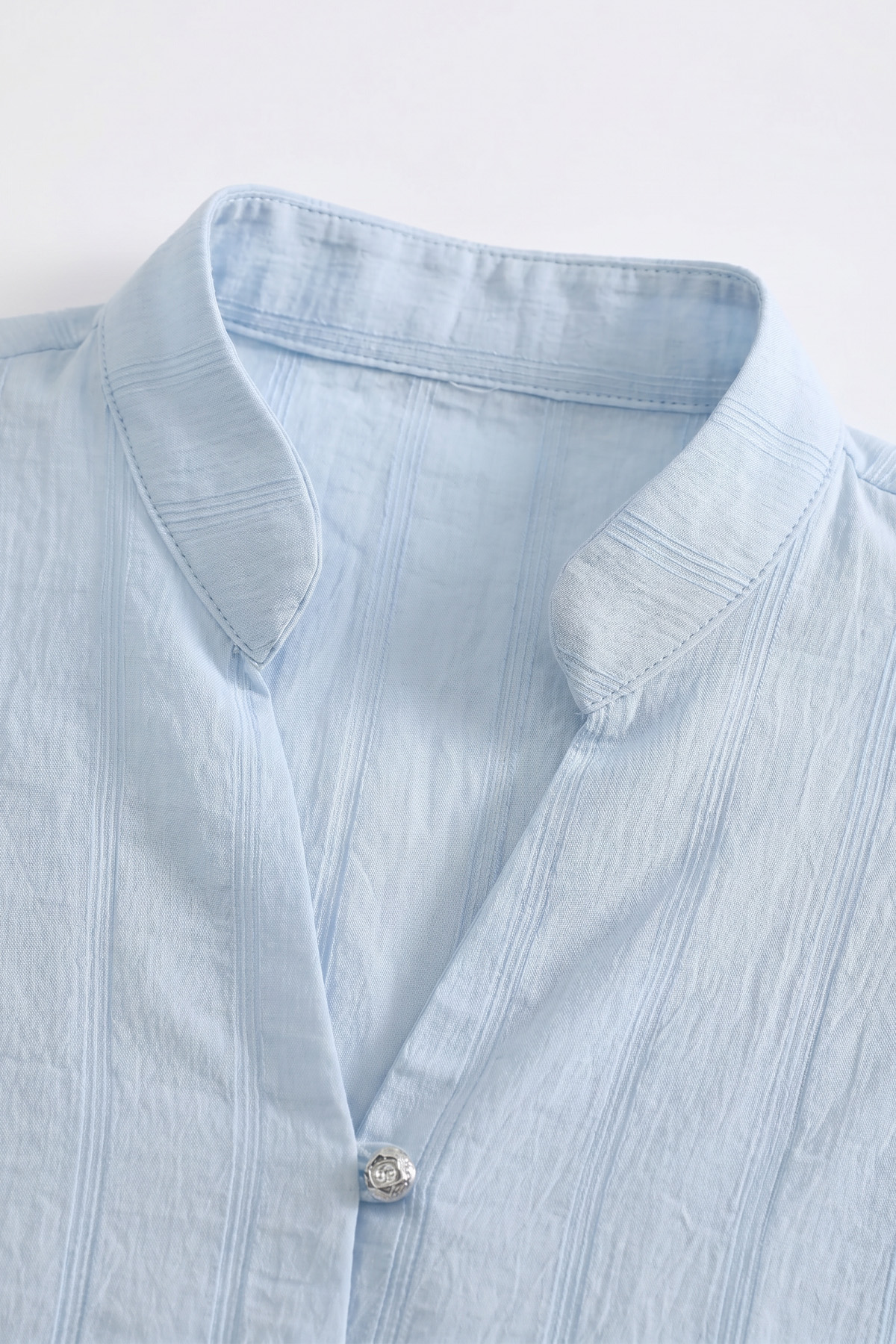 Degaje Yaka Çizgili Gömlek Y0121 - BEBE MAVİSİ |  