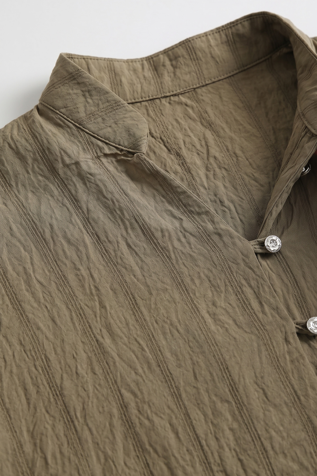 Degaje Yaka Çizgili Gömlek Y0121 - MAT HAKİ |  