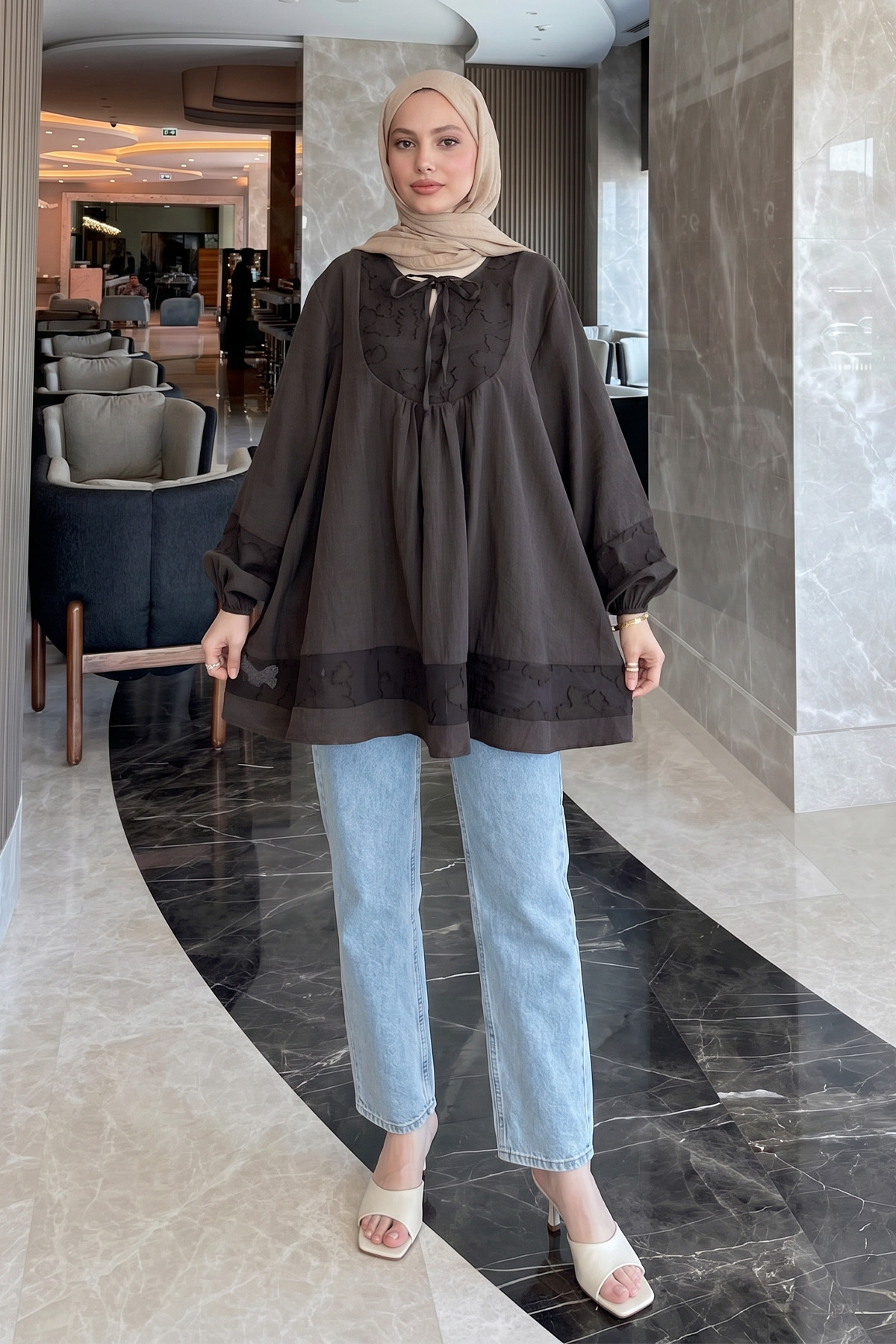 Jakar Detaylı Tunik Y0124 - ACI KAHVE |  