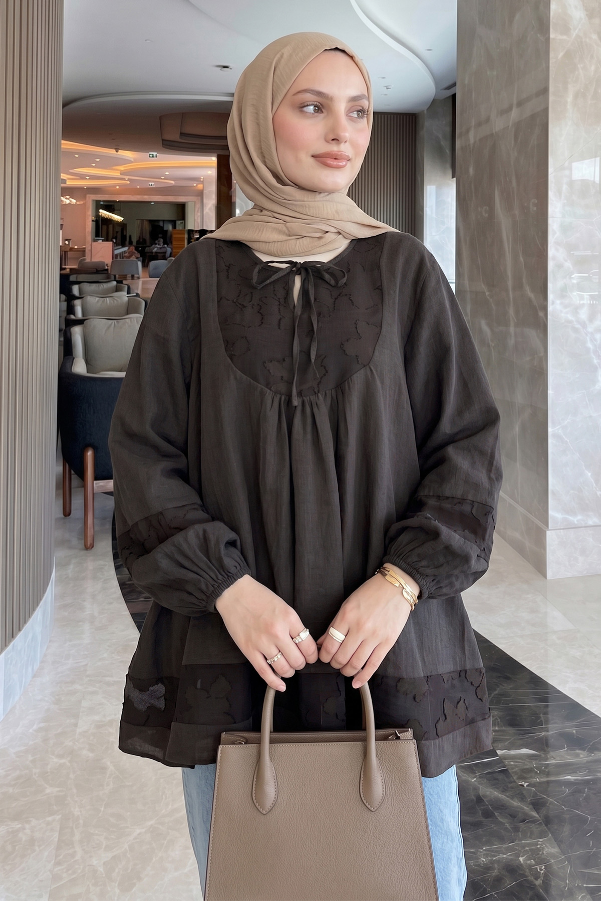 Jakar Detaylı Tunik Y0124 - ACI KAHVE |  