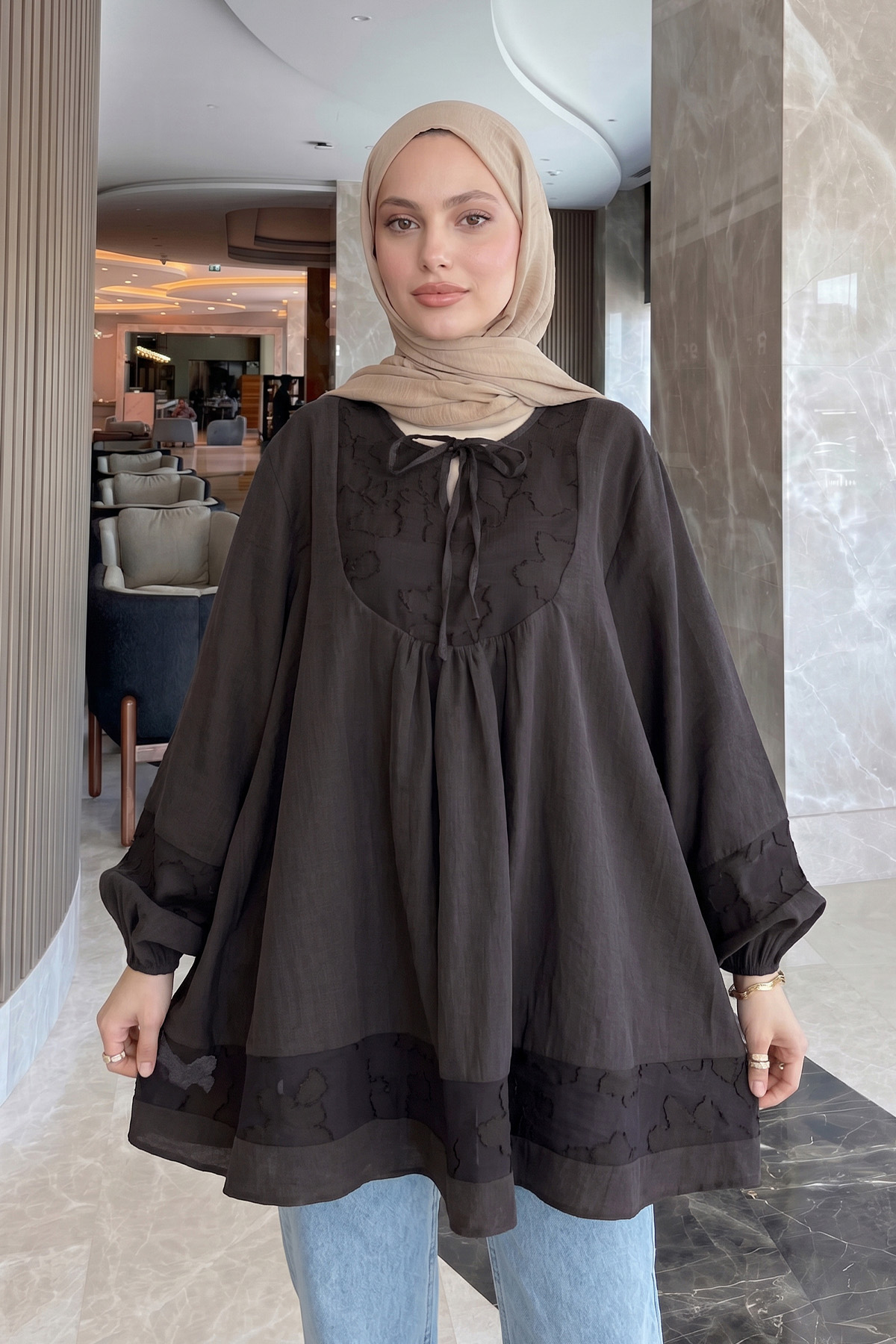 Jakar Detaylı Tunik Y0124 - ACI KAHVE |  