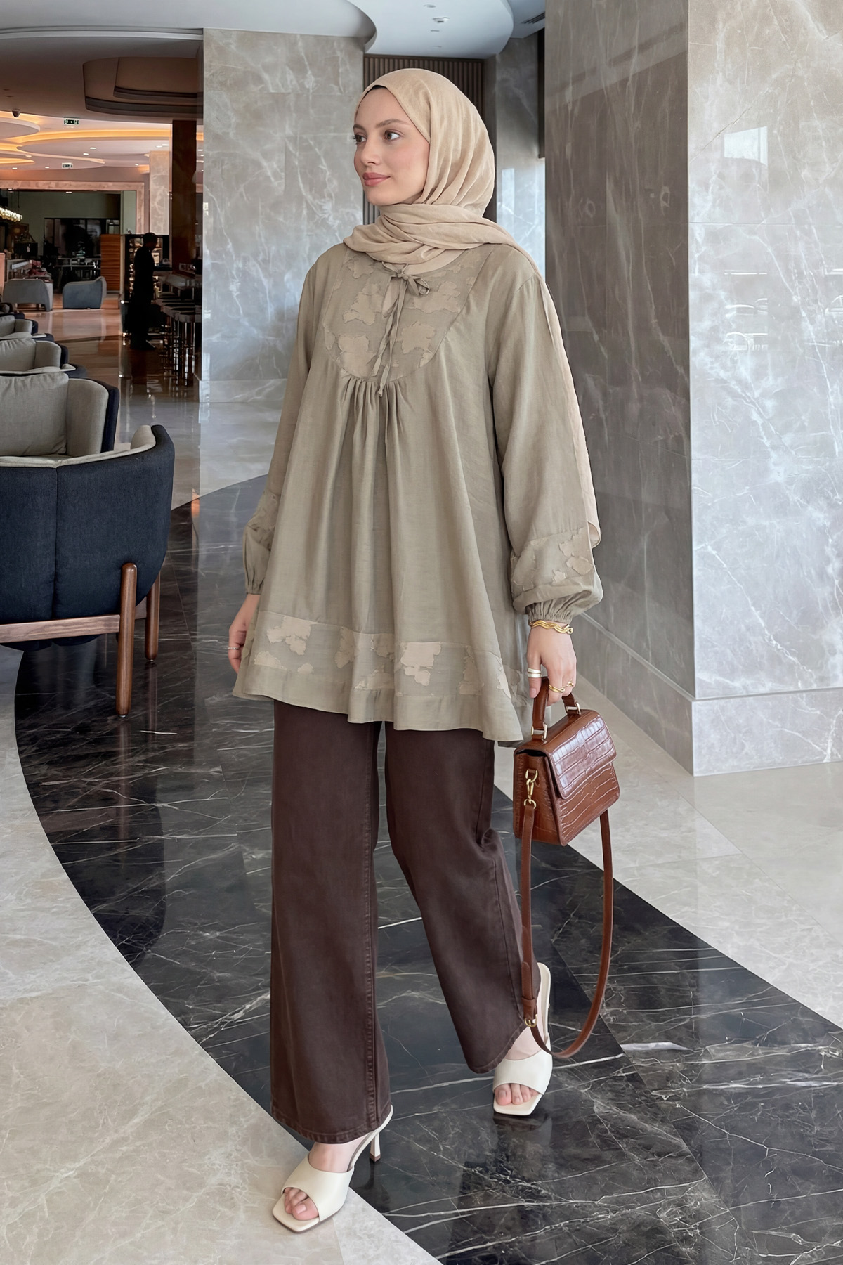 Jakar Detaylı Tunik Y0124 - AÇIK HAKİ |  