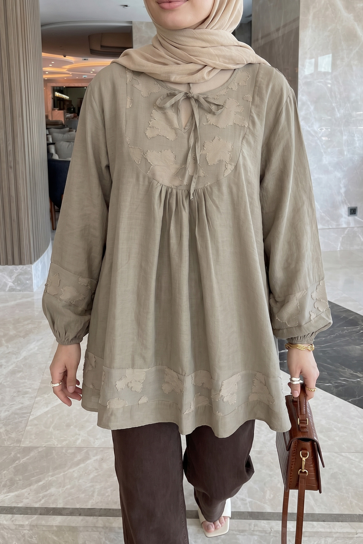 Jakar Detaylı Tunik Y0124 - AÇIK HAKİ |  