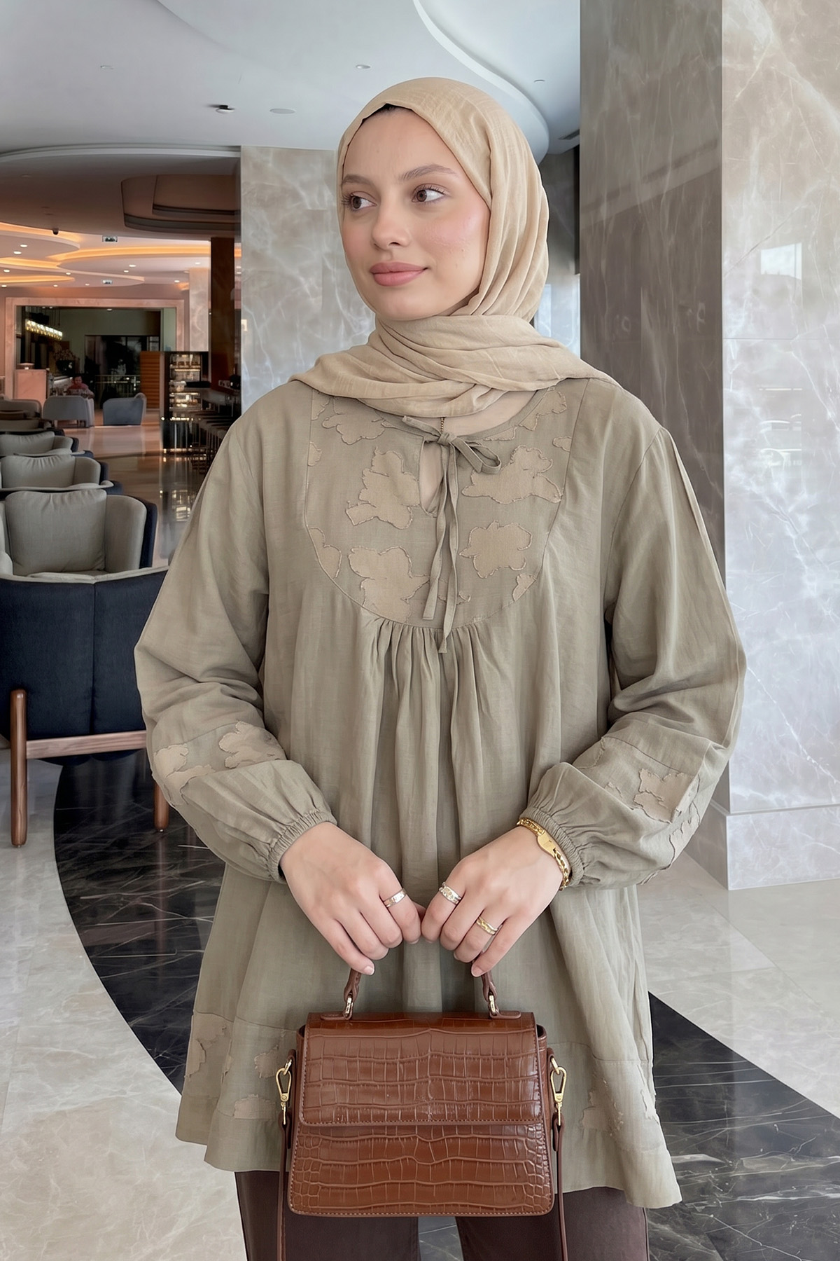 Jakar Detaylı Tunik Y0124 - AÇIK HAKİ |  