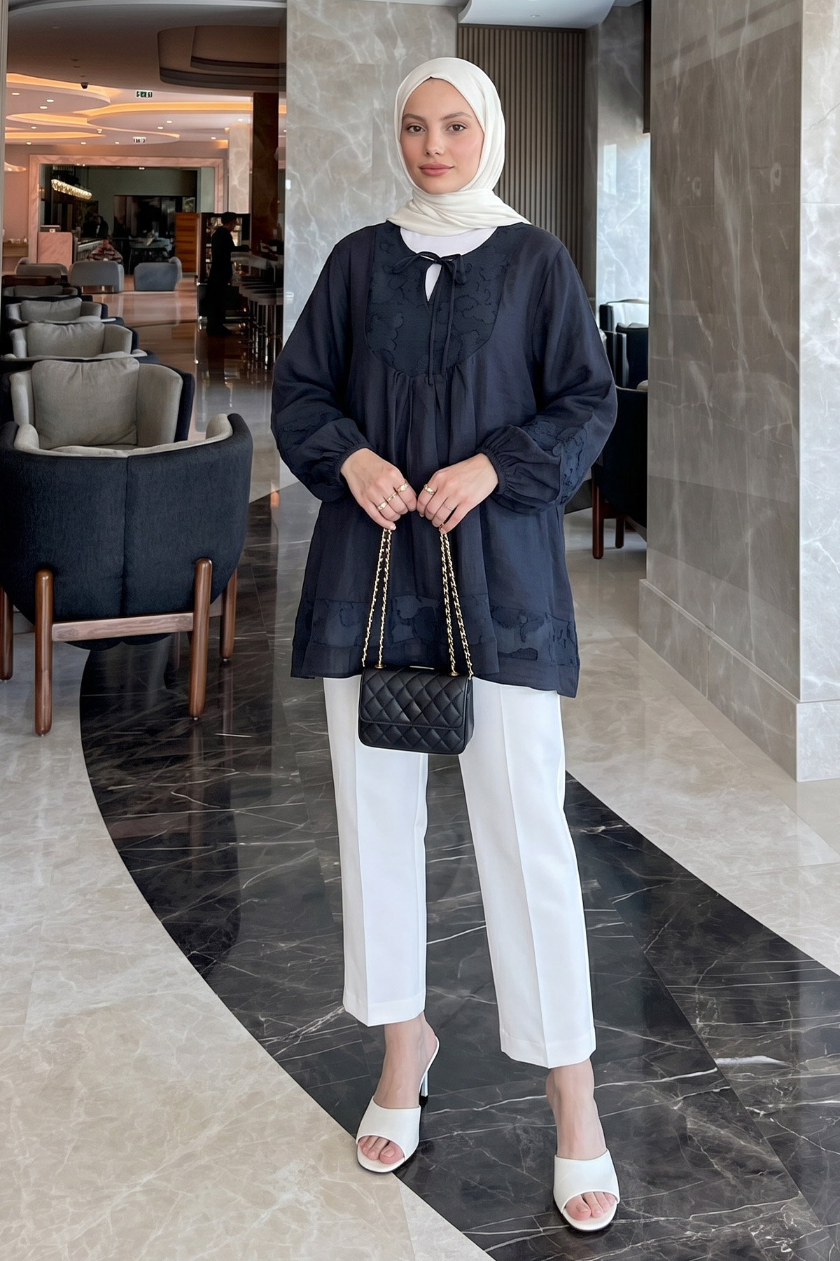 Jakar Detaylı Tunik Y0124 - LACİVERT |  