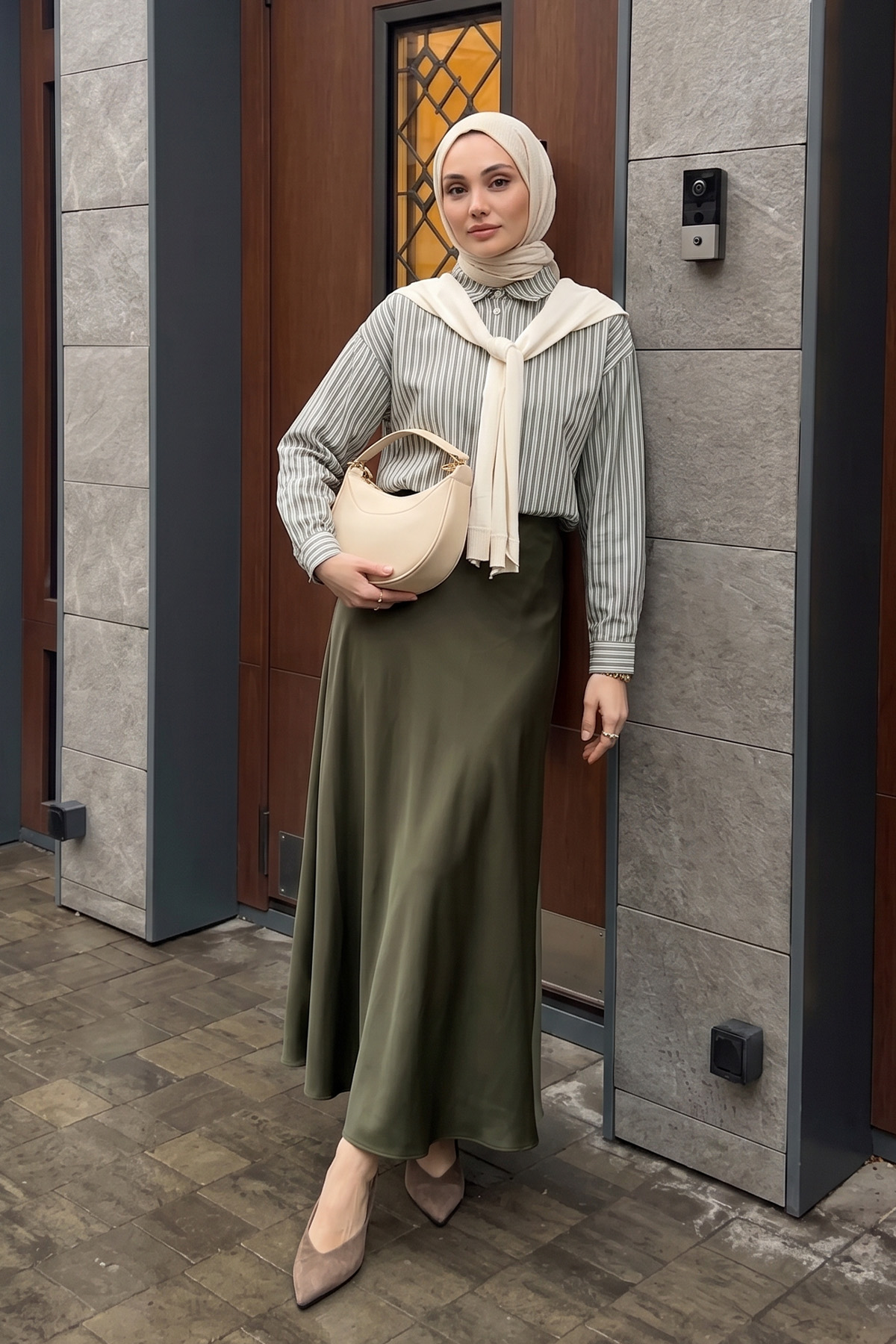 Süveter Bağlamalı Gömlek 0203 - AÇIK HAKİ |  