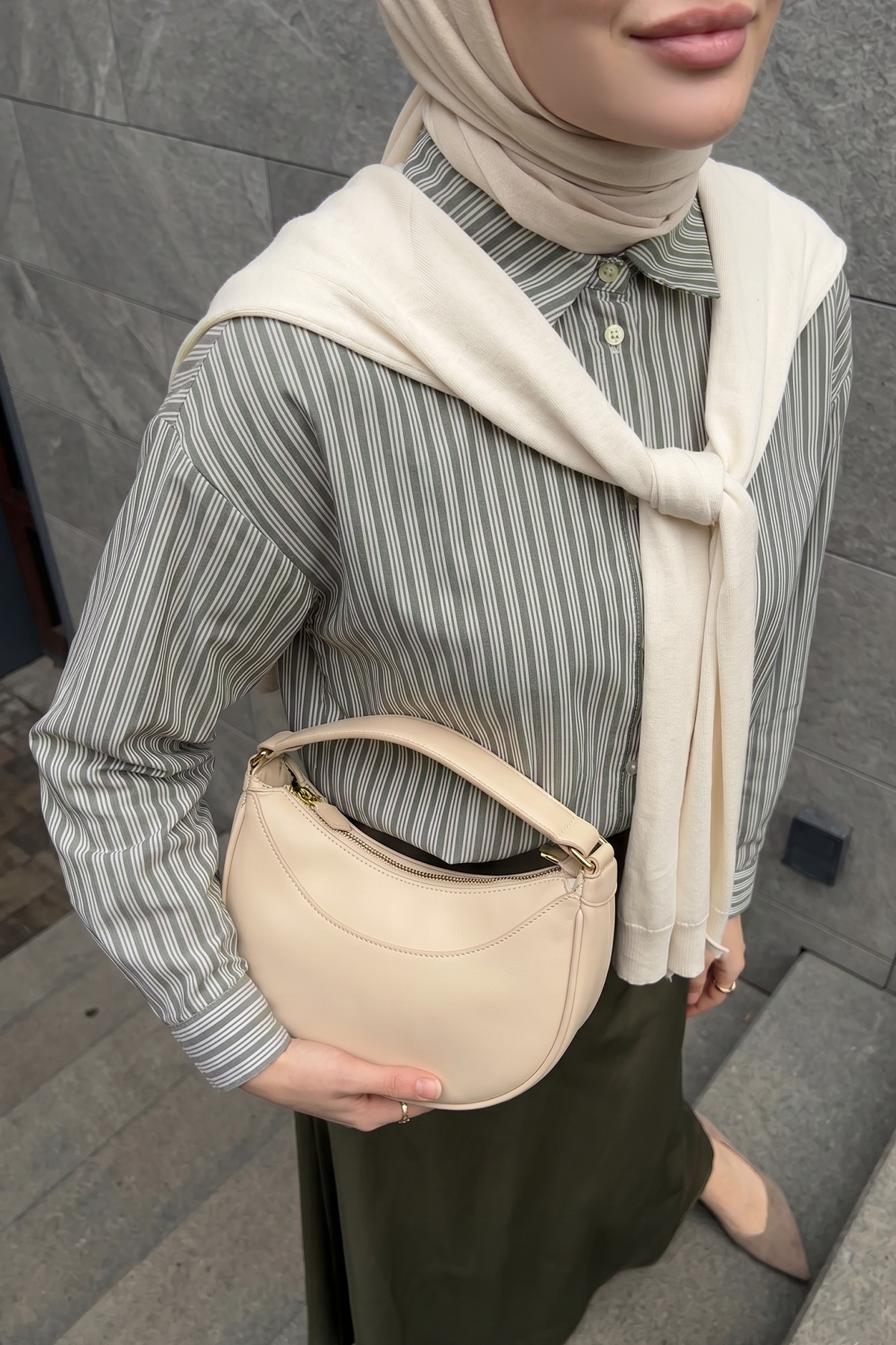 Süveter Bağlamalı Gömlek 0203 - AÇIK HAKİ |  