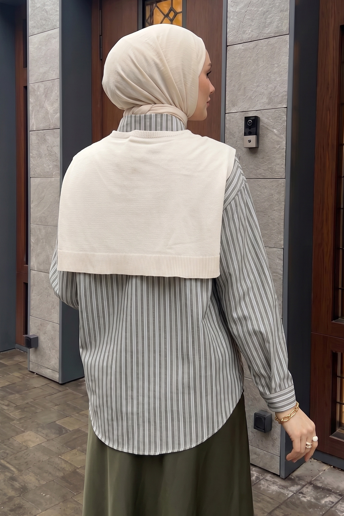 Süveter Bağlamalı Gömlek 0203 - AÇIK HAKİ |  