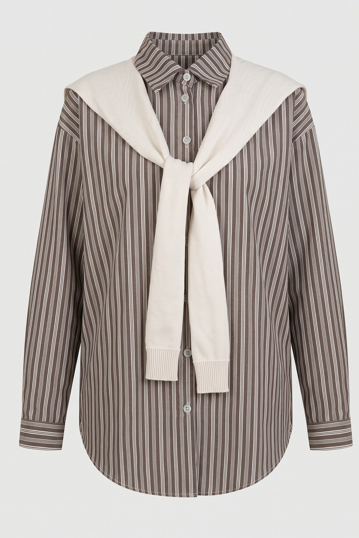 Süveter Bağlamalı Gömlek 0203 - KAHVERENGİ |  