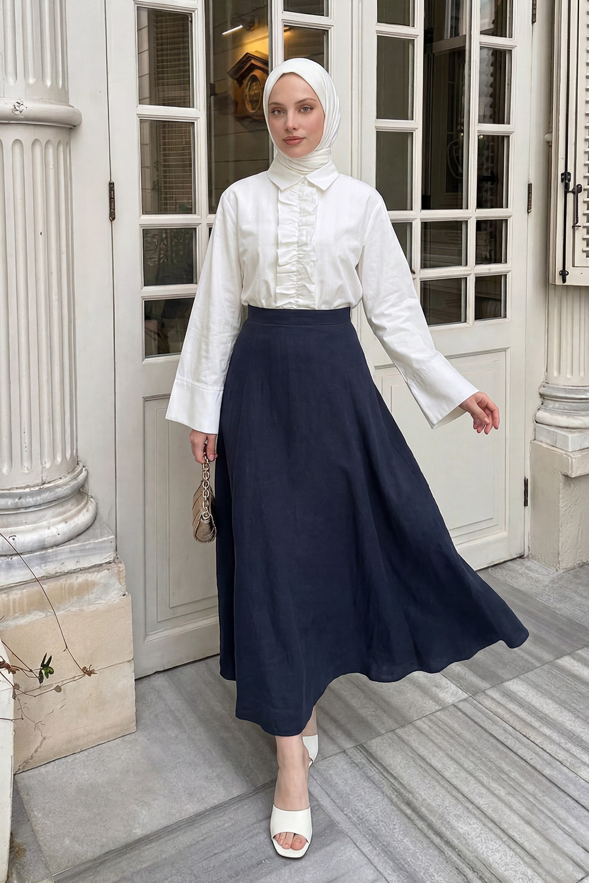 Önü Büzgülü Gömlek Y0125 - KREM |  