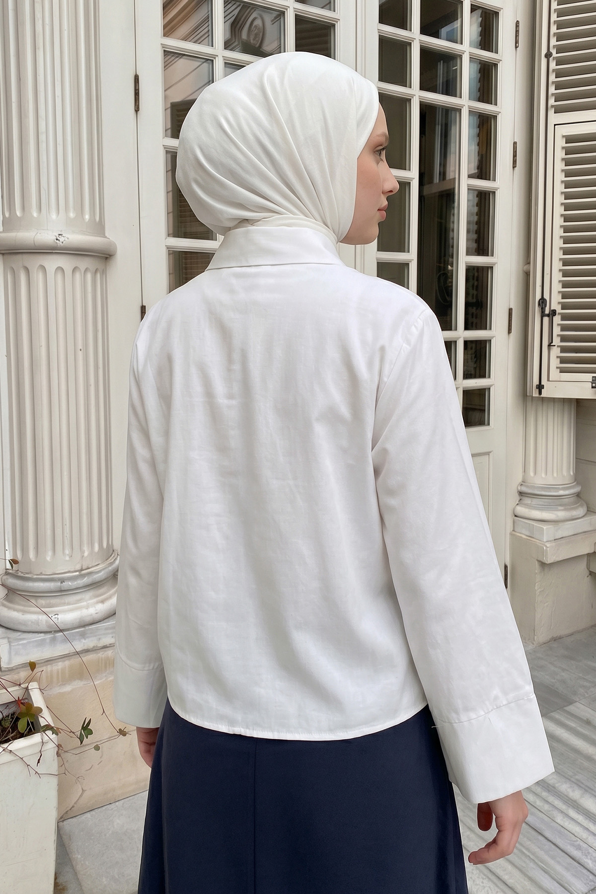 Önü Büzgülü Gömlek Y0125 - KREM |  