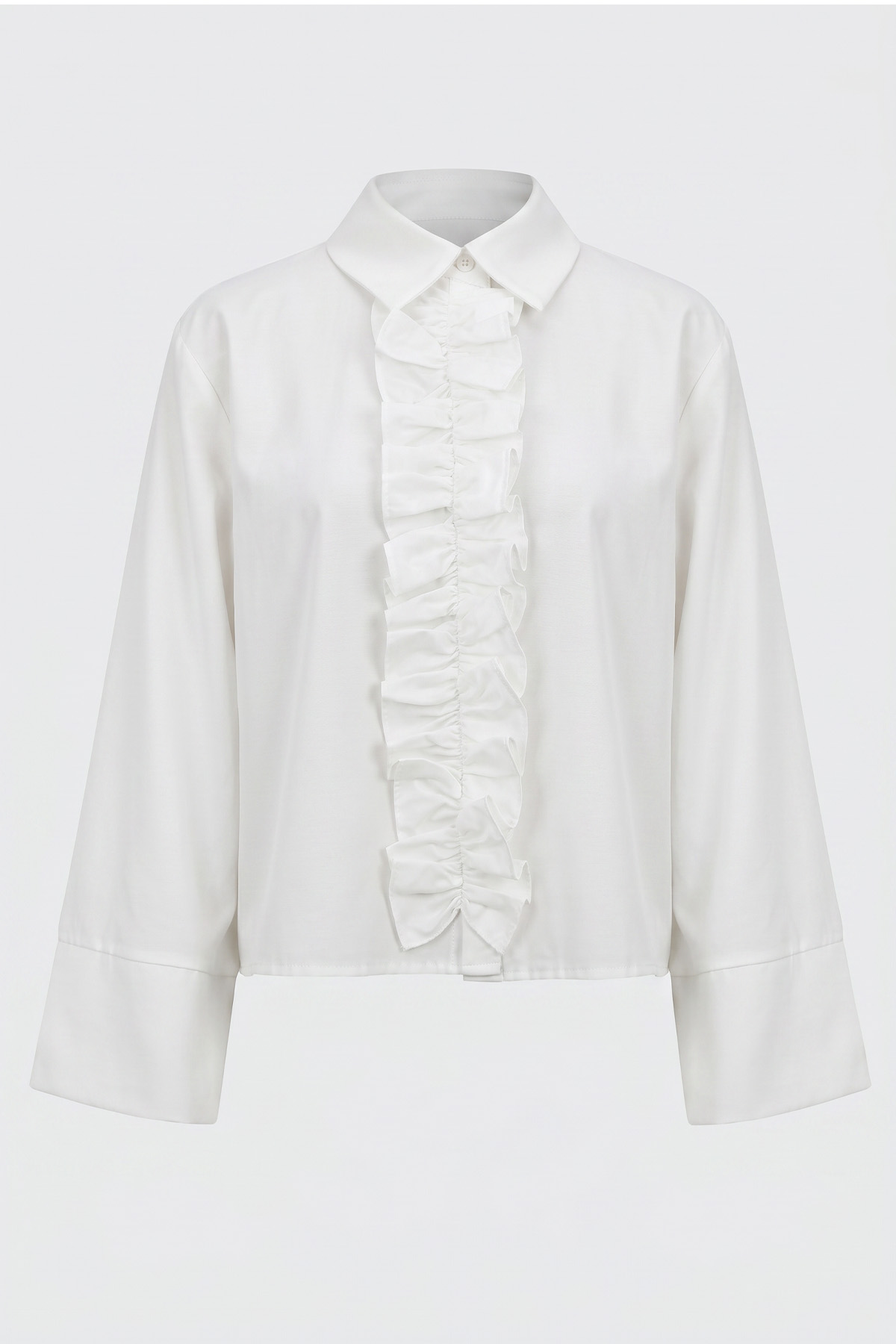 Önü Büzgülü Gömlek Y0125 - KREM |  