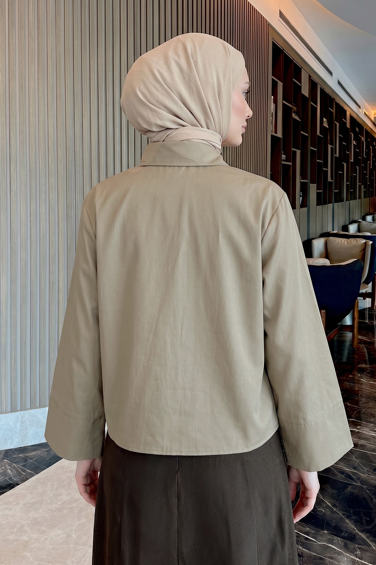 Önü Büzgülü Gömlek Y0125 - HAKİ |  