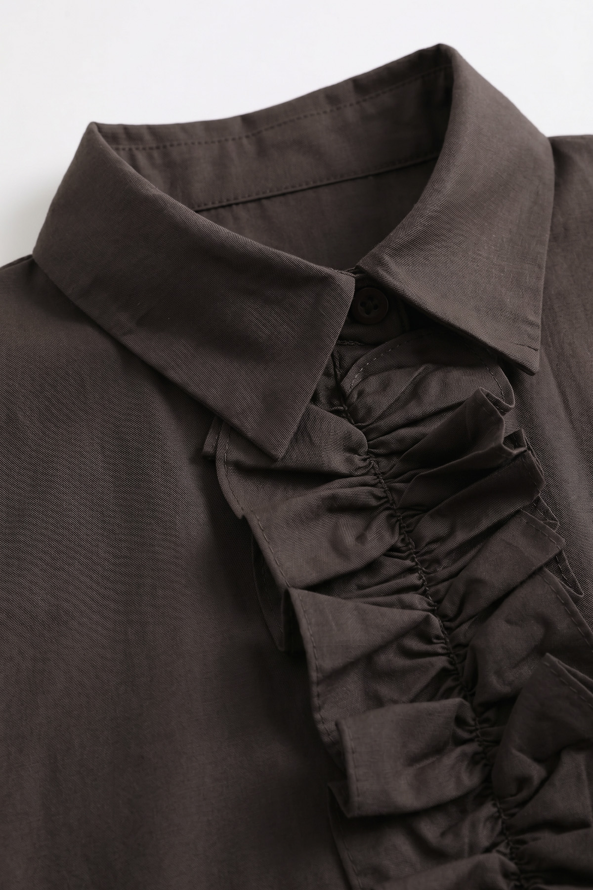 Önü Büzgülü Gömlek Y0125 - KAHVERENGİ |  