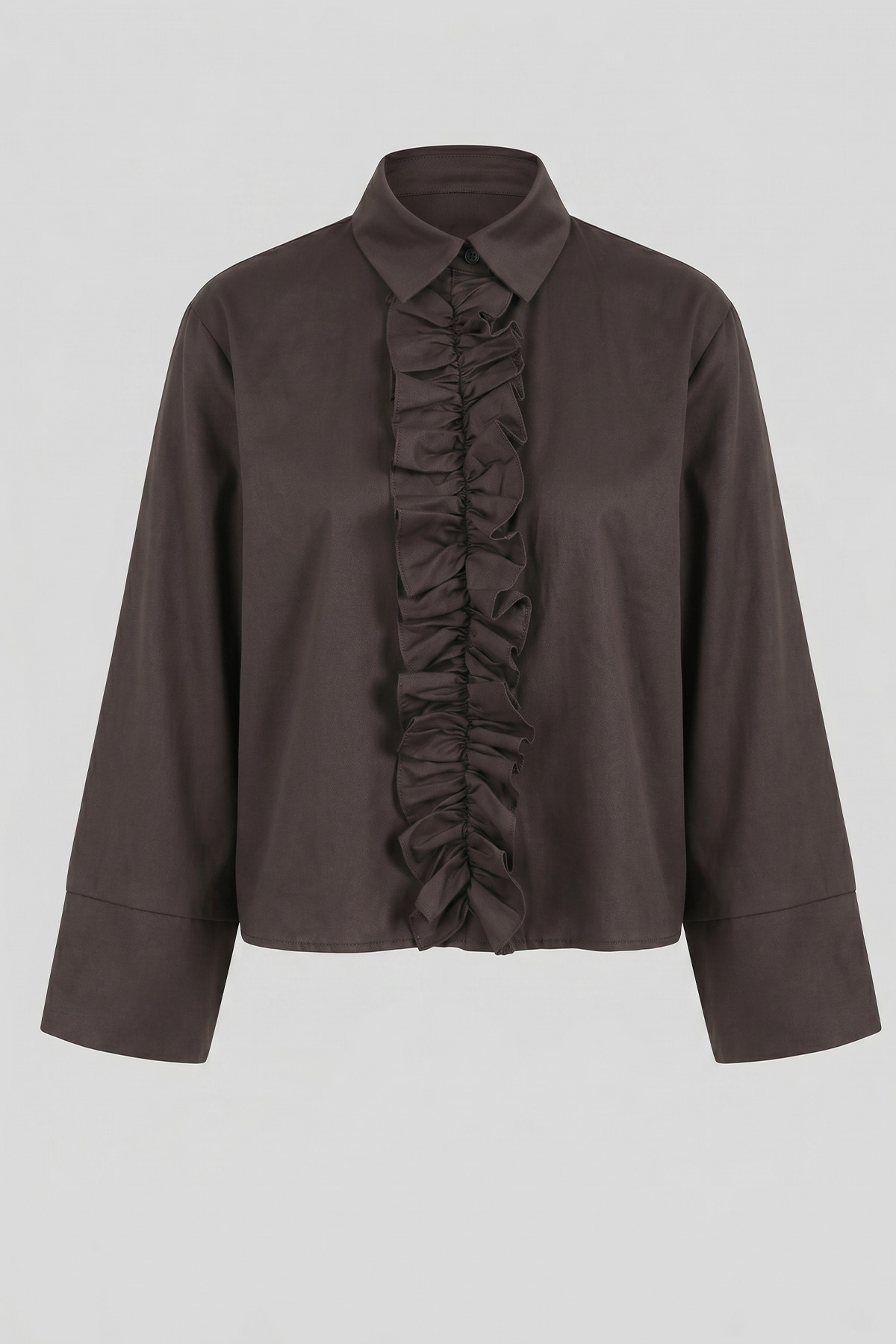 Önü Büzgülü Gömlek Y0125 - KAHVERENGİ |  