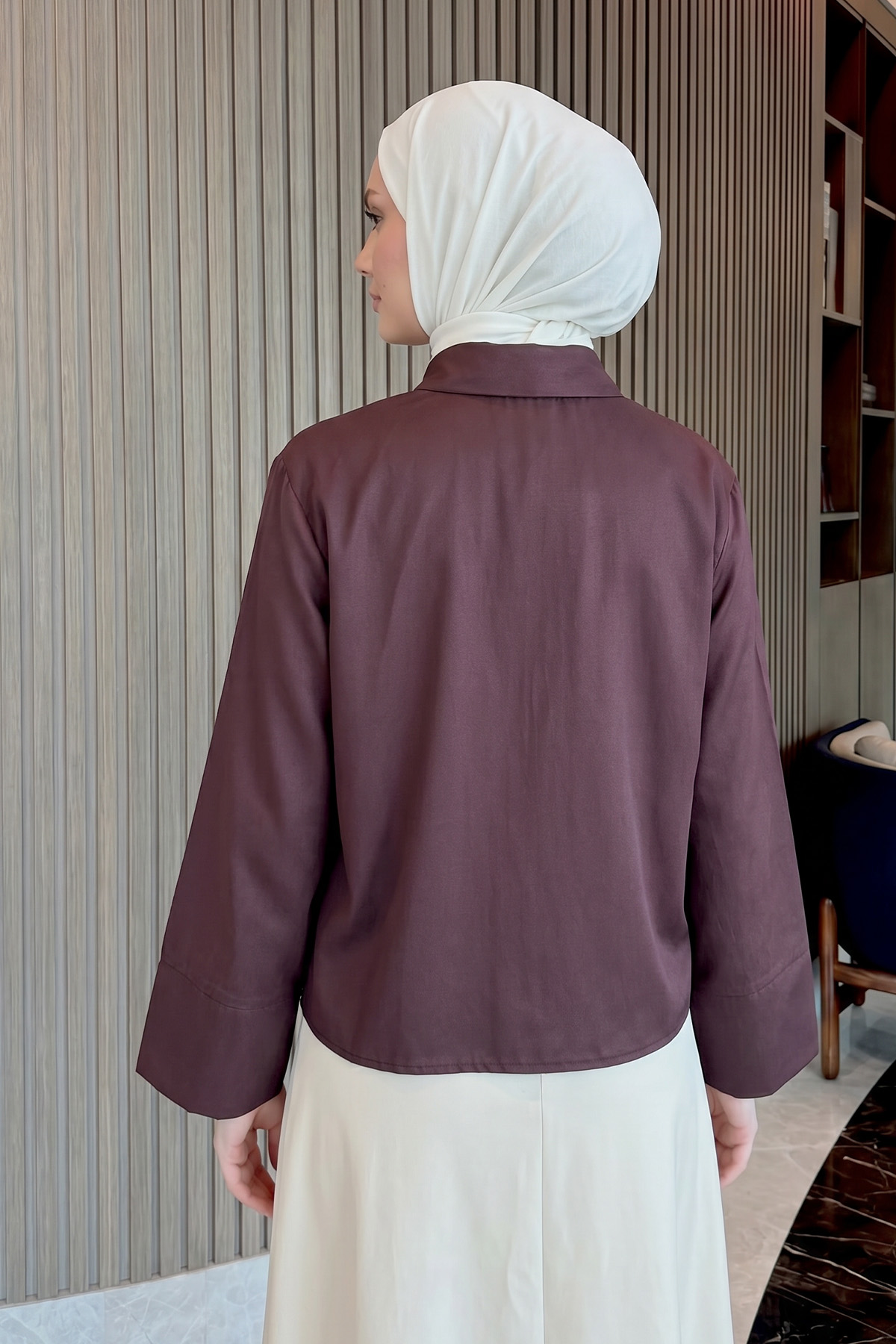 Önü Büzgülü Gömlek Y0125 - MÜRDÜM |  