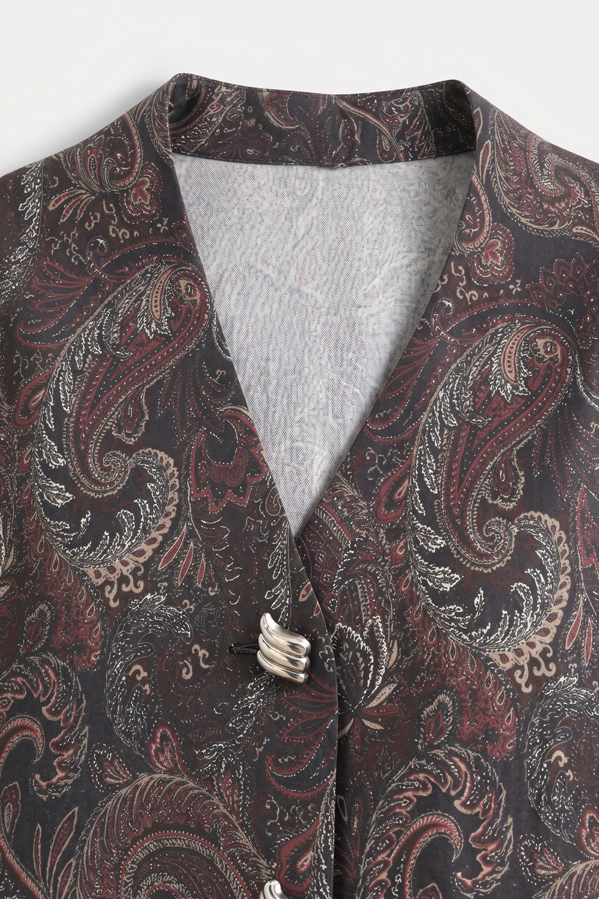 Şal Desen Düğmeli Kimono Y0127 - A. KAHVE |  