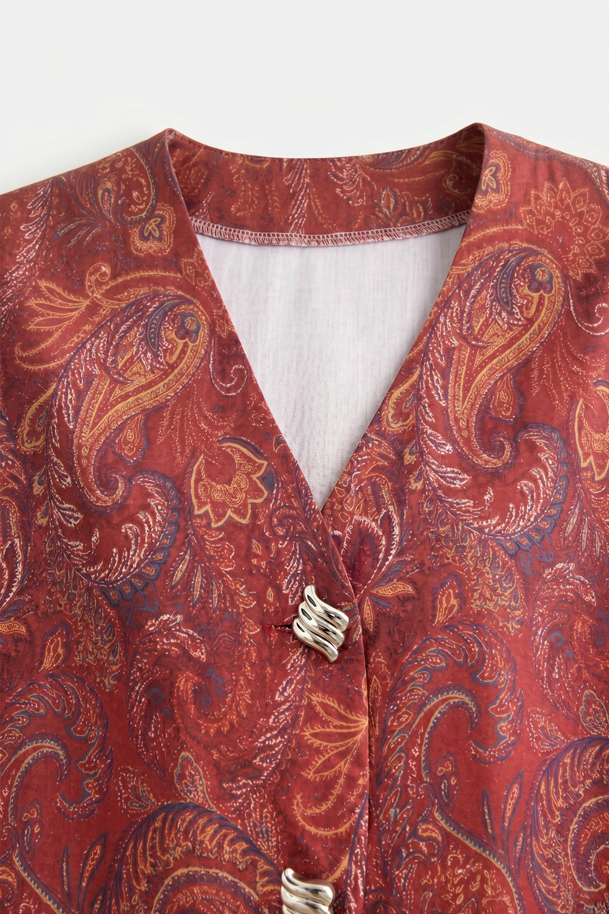 Şal Desen Düğmeli Kimono Y0127 - BORDO |  