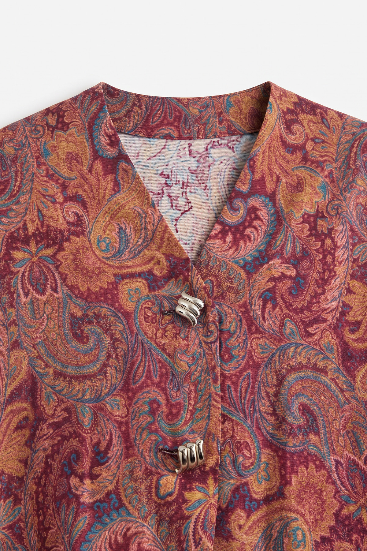 Şal Desen Düğmeli Kimono Y0127 - MÜRDÜM |  