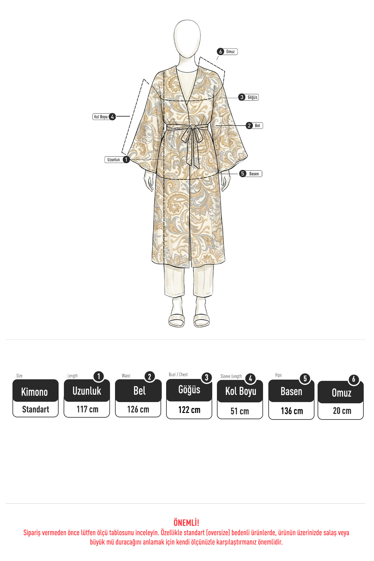 Şal Desen Düğmeli Kimono Y0127 - KAHVE |  