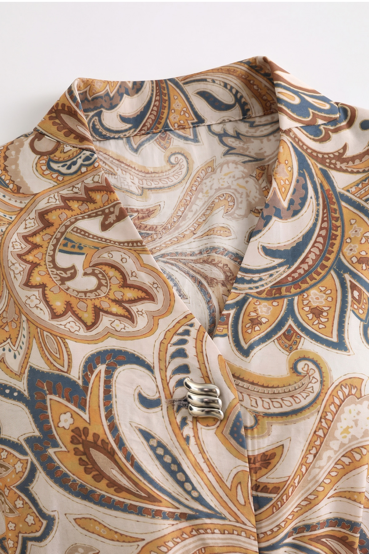 Etnik Desen Düğmeli Kimono Y0127 - KREM |  