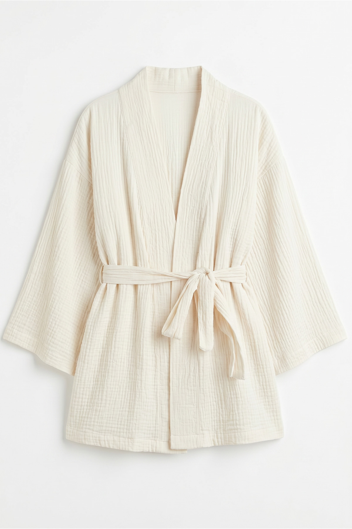 Kuşak Detaylı Bürümcük Kimono 2377 - KREM |  