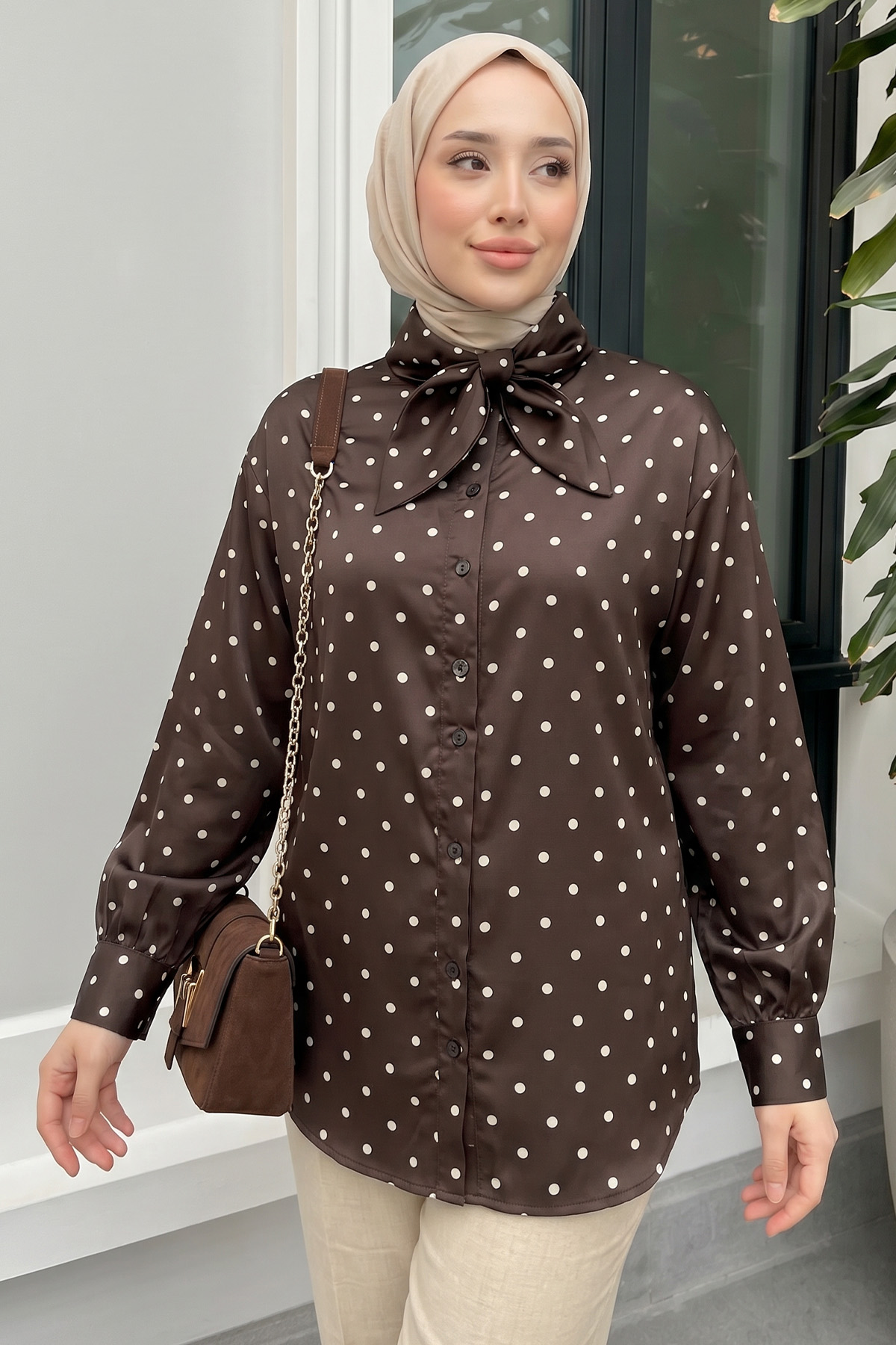 Papyon Detaylı Gömlek Y0120 - KAHVE |  