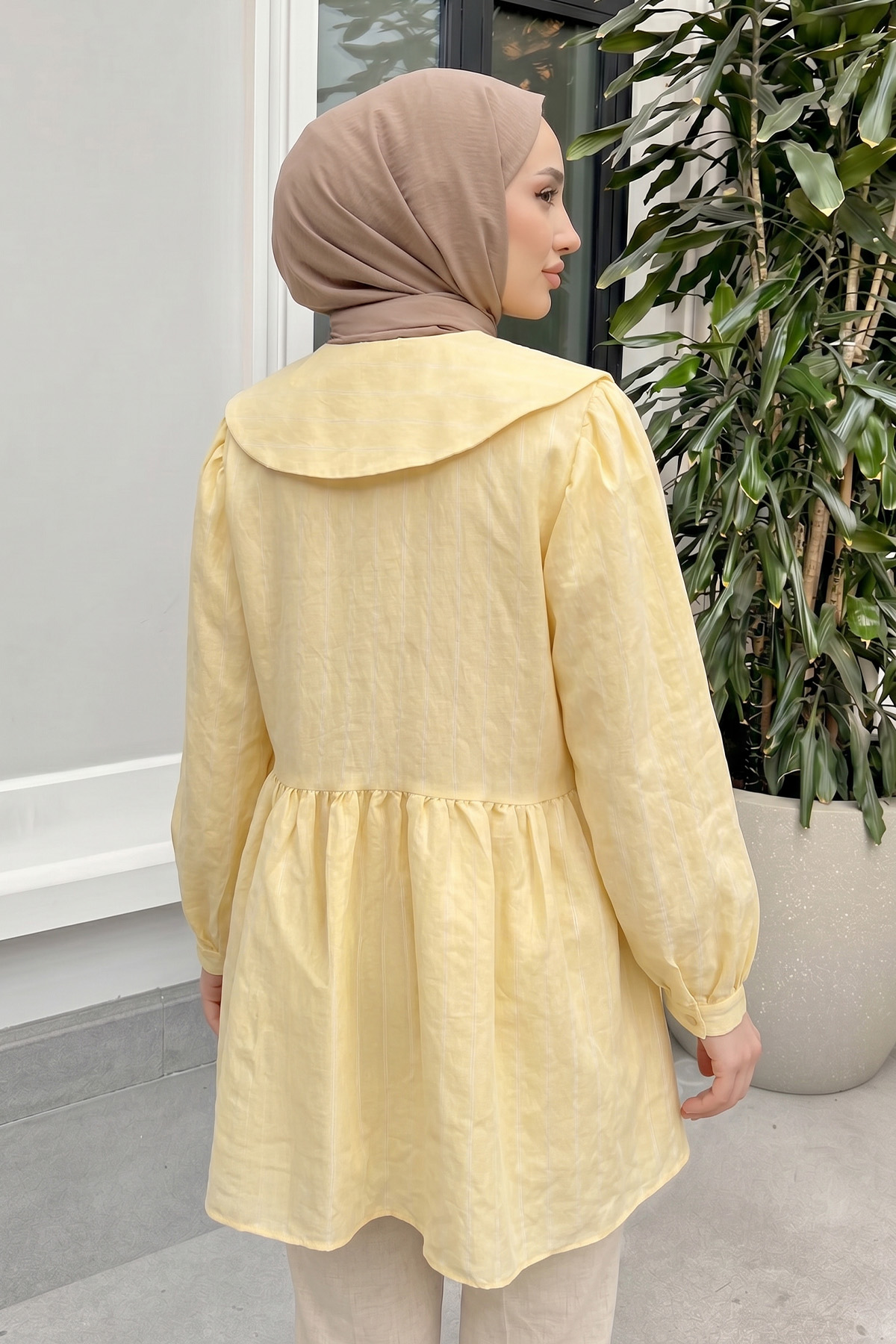 Geniş Yakalı Tunik Y0140 - SARI |  