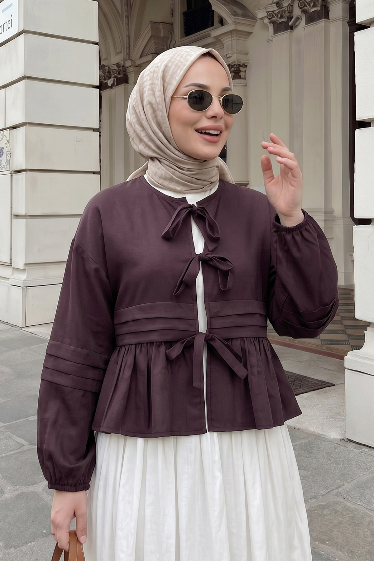 Bağcıklı Etek Üstü Kimono Y0126 - MÜRDÜM |  