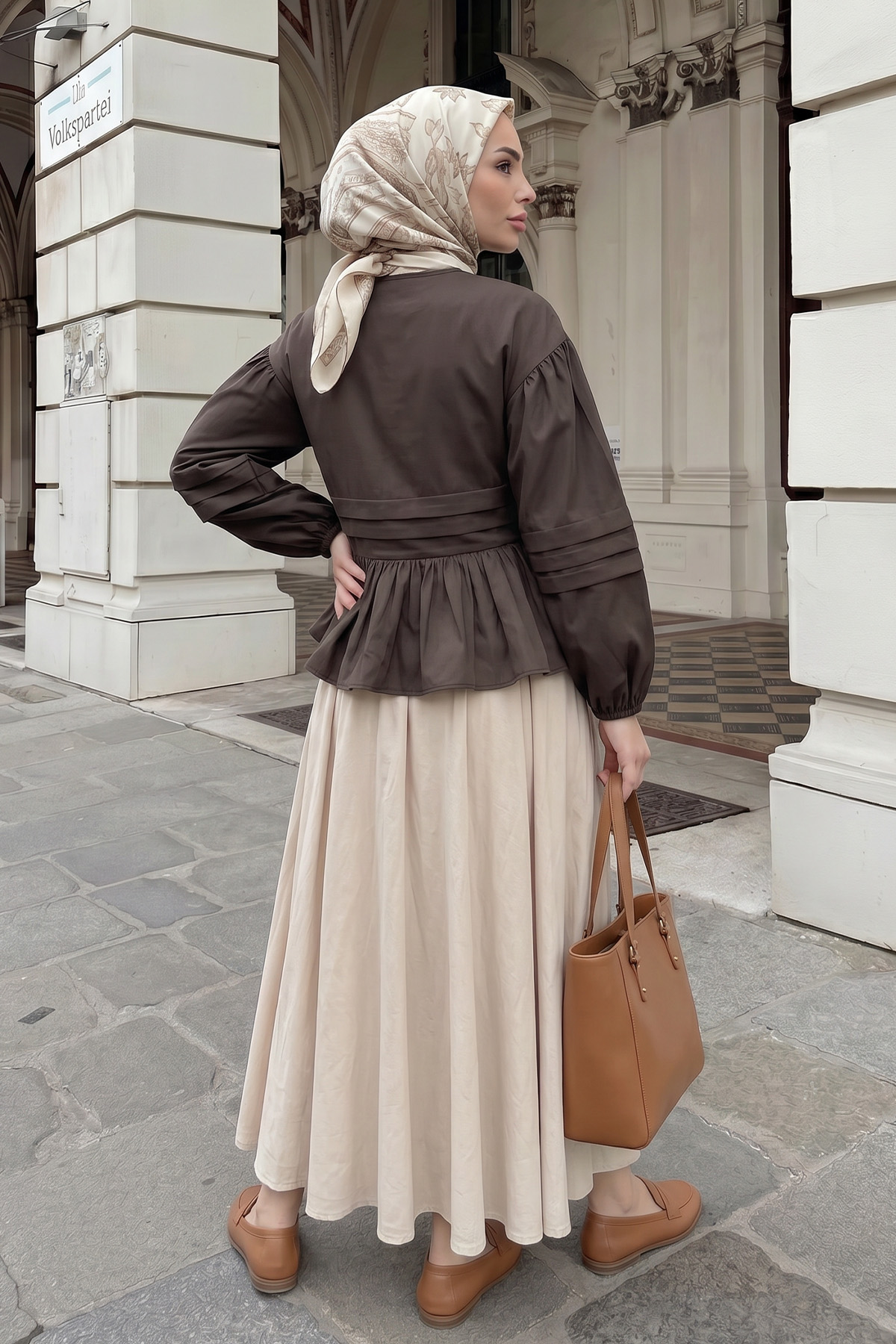 Bağcıklı Etek Üstü Kimono Y0126 - KAHVE |  