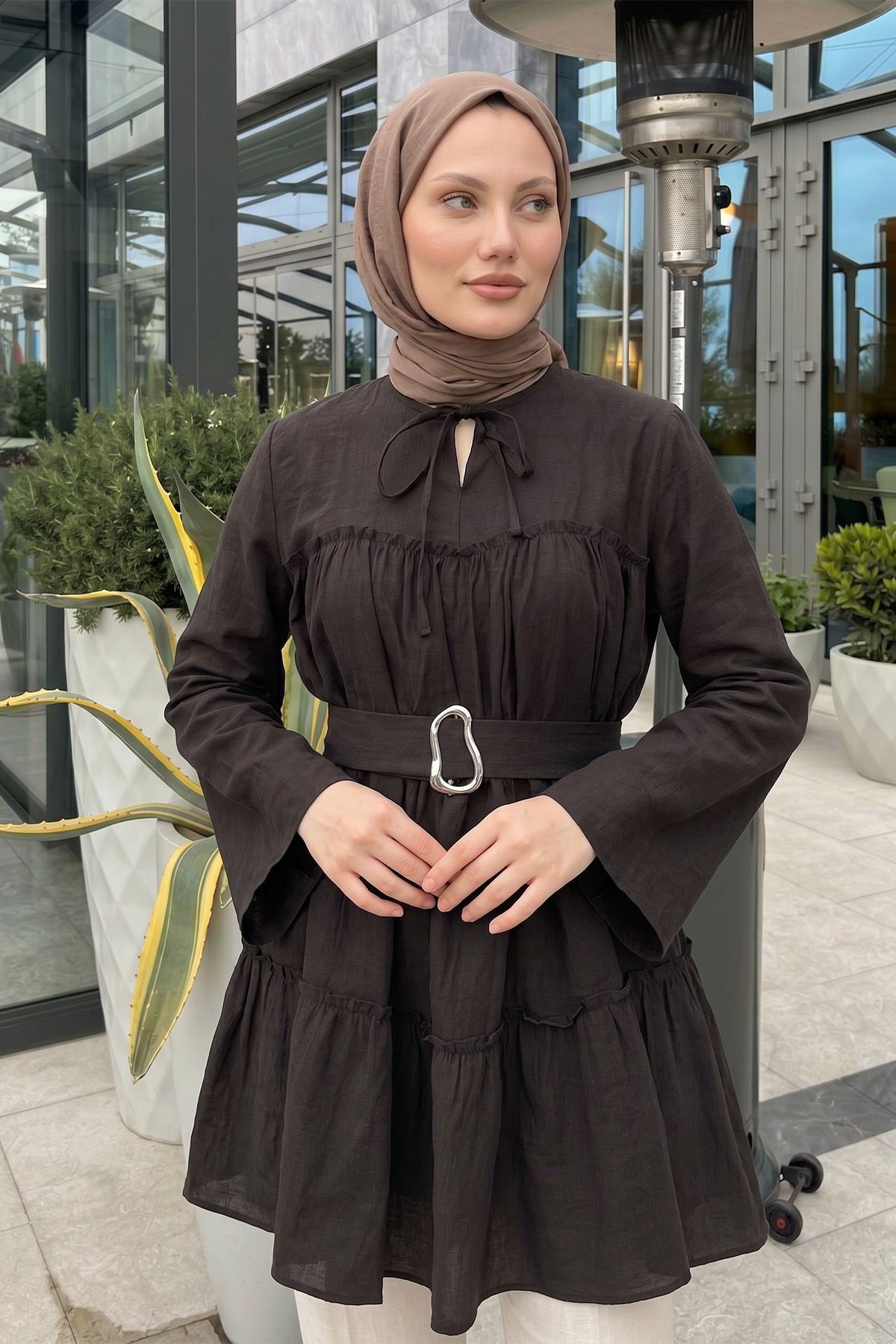 Toka Kemerli Tunik Y0135 - A. KAHVE |  
