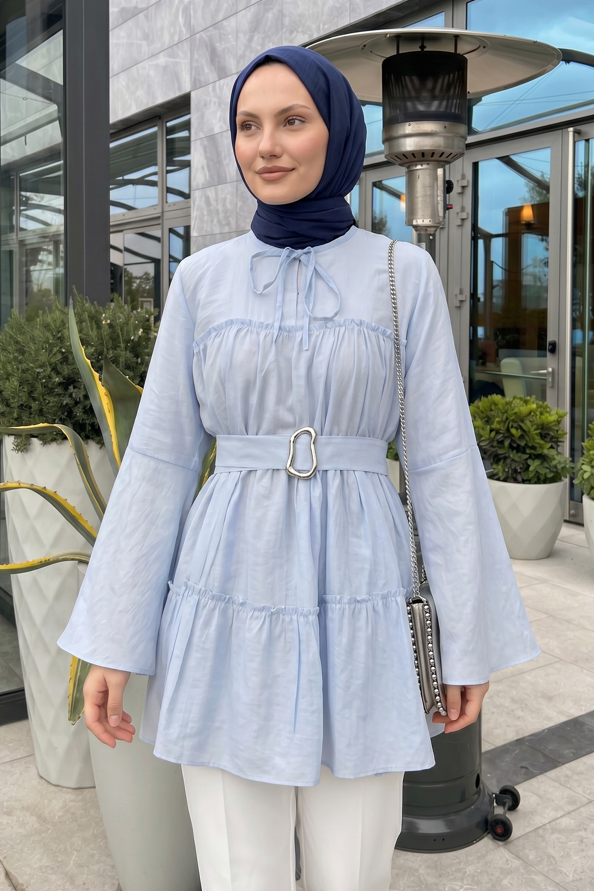 Toka Kemerli Tunik Y0135 - BEBE MAVİSİ |  