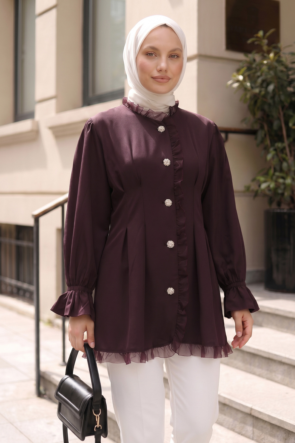 Tül Detaylı Tunik Y0078 - MÜRDÜM |  