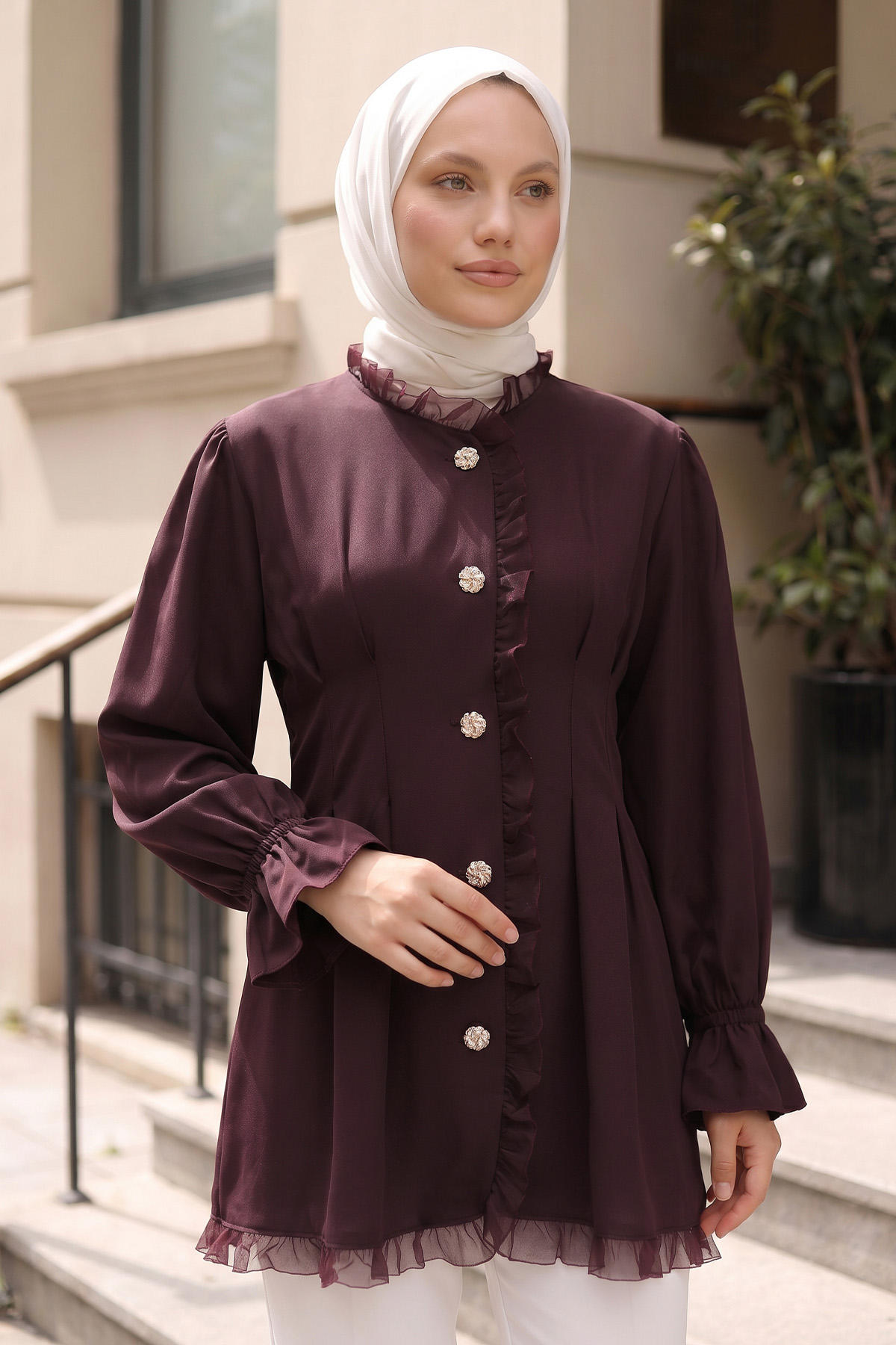 Tül Detaylı Tunik Y0078 - MÜRDÜM |  