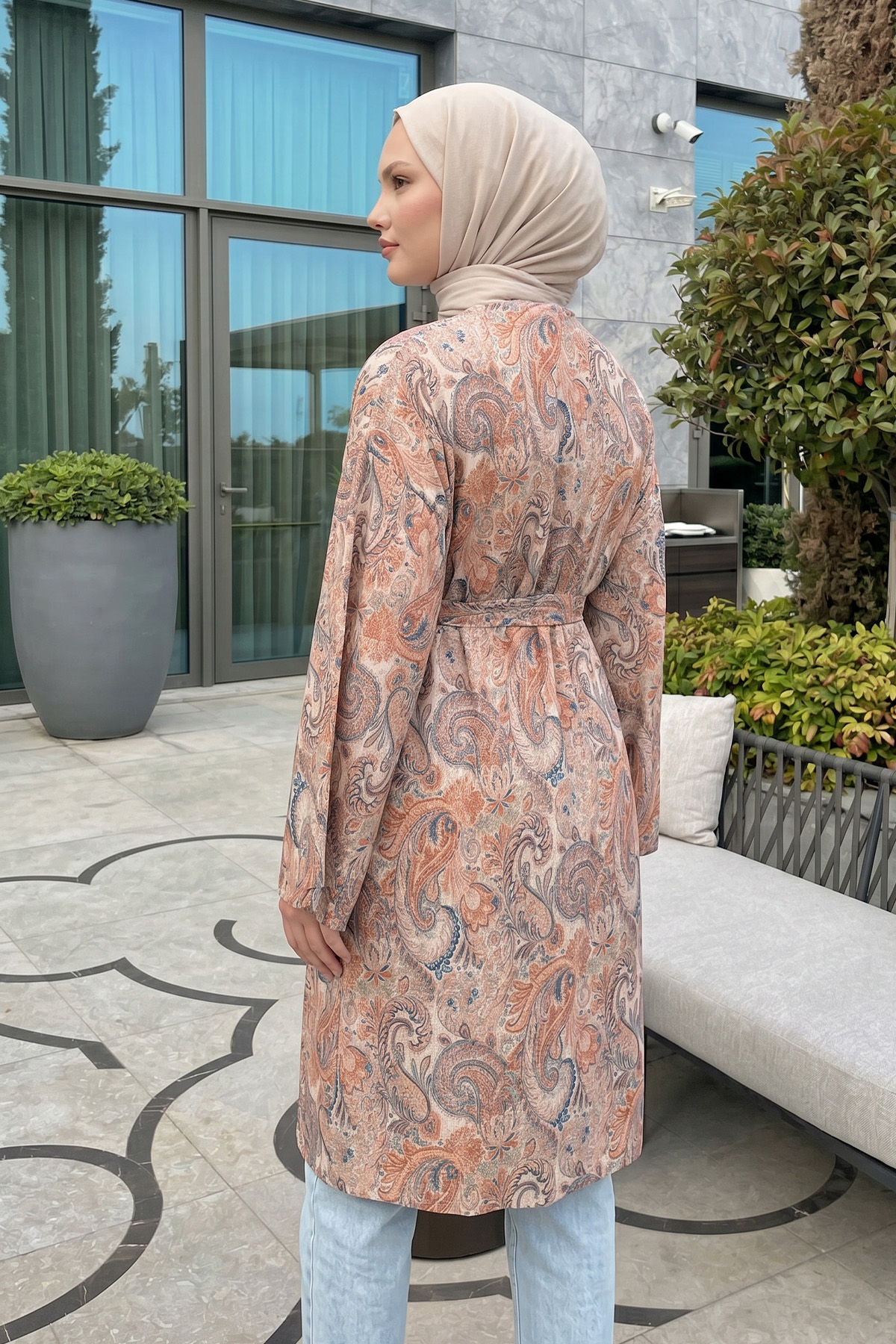 Şal Desenli Uzun Kimono 2397 - PUDRA |  