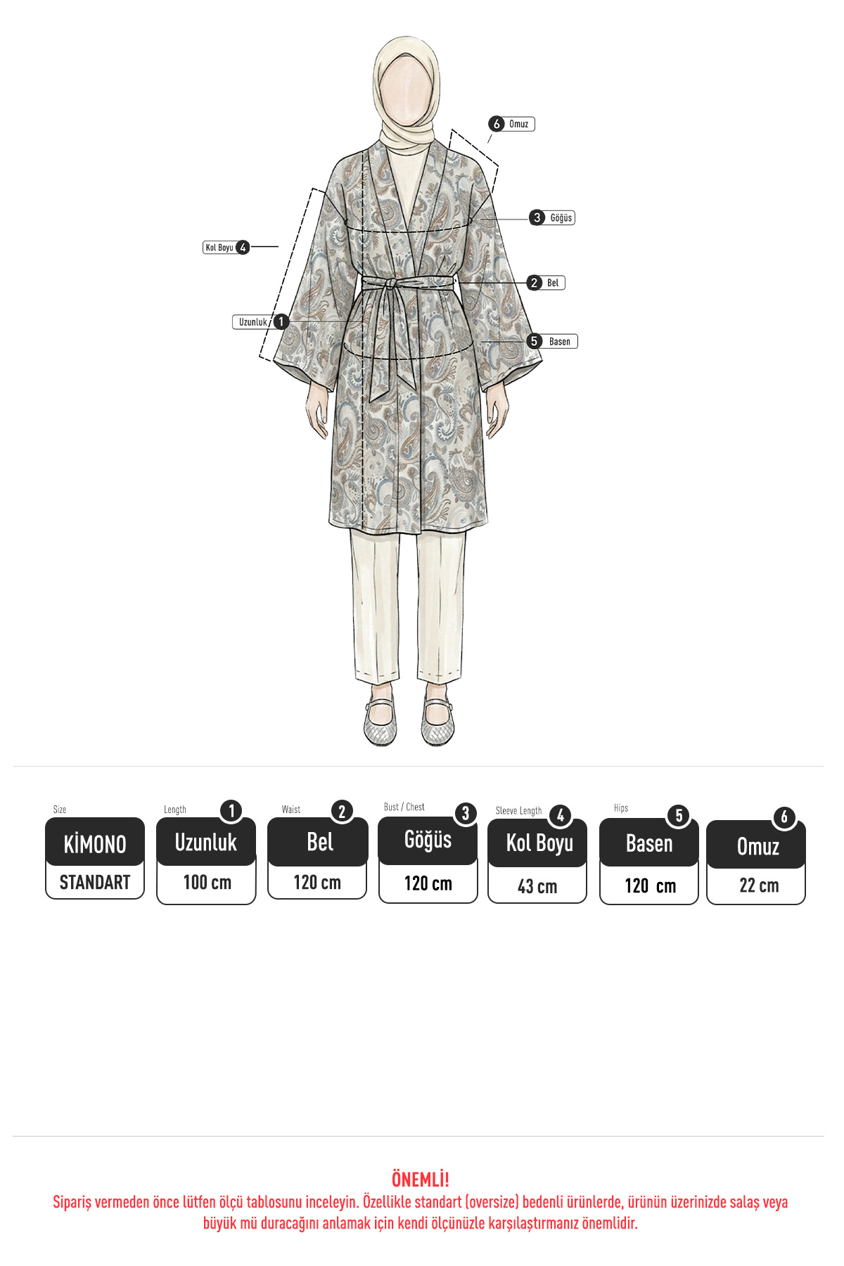 Şal Desenli Uzun Kimono 2397 - KAHVE |  