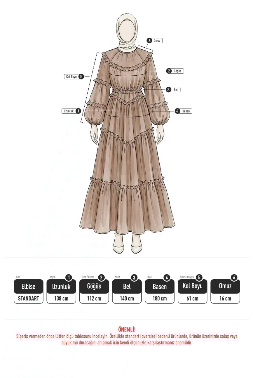 Şifon Fırfırlı Elbise Y0063 - BEBE MAVİSİ |  