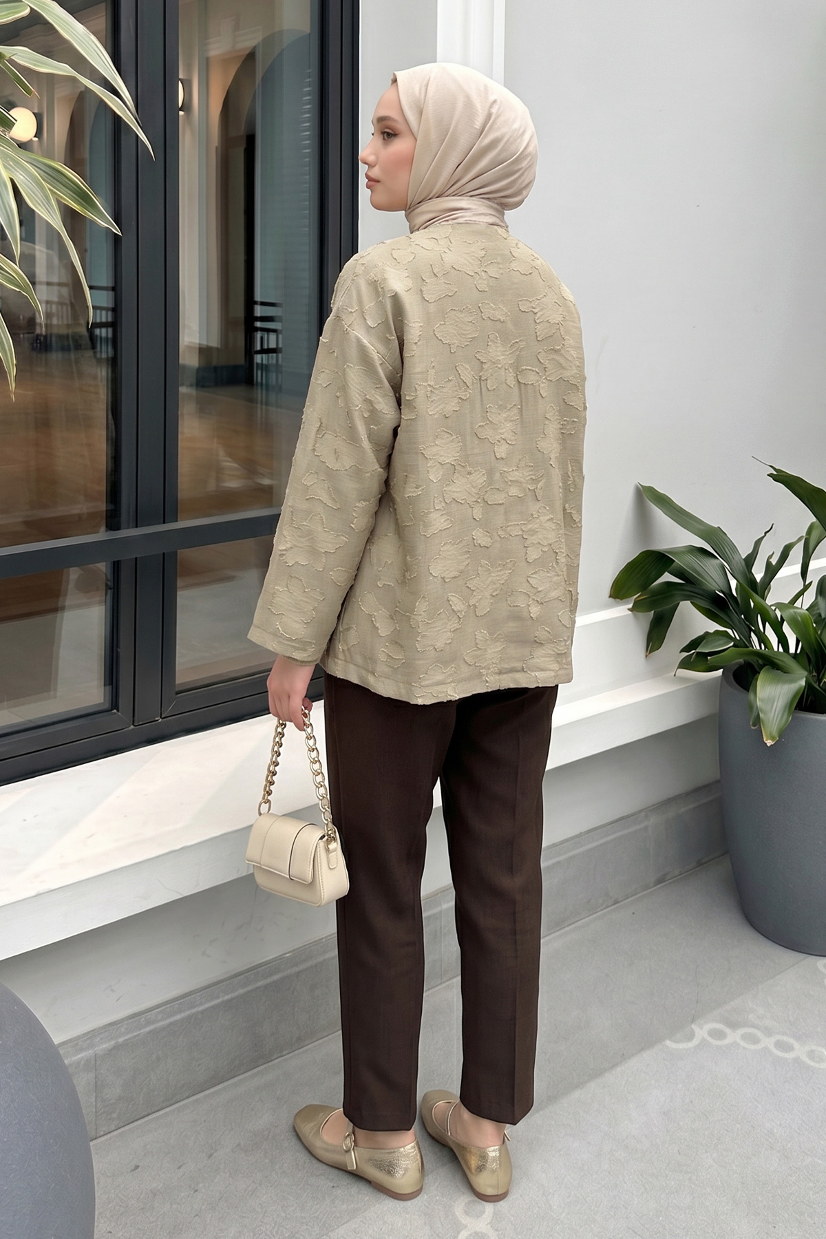 Jakar Detaylı Kimono Y0111 - AÇIK HAKİ |  